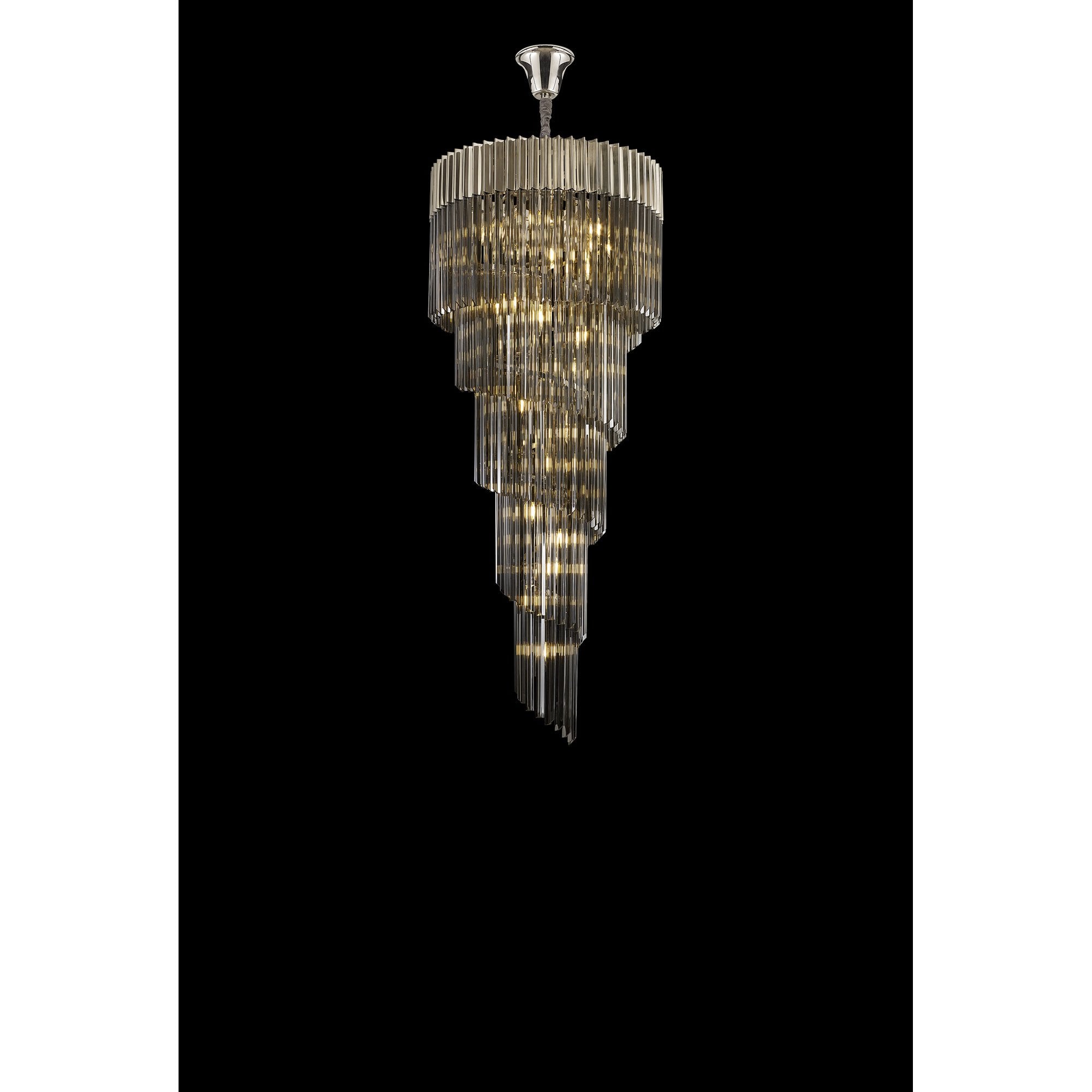 Fabula Cedar 23 Light Pendant - Polished Nickel & Smoke Sculpted Glass