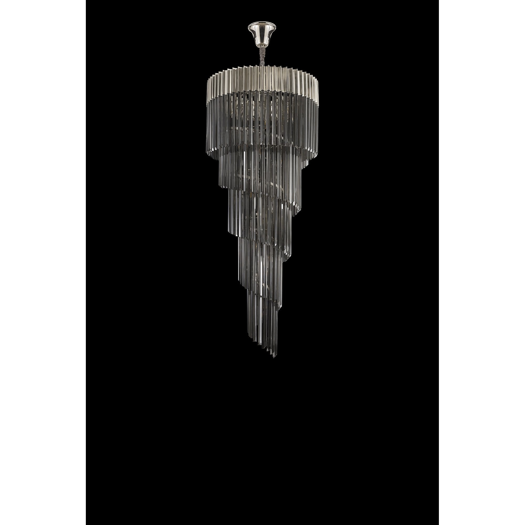 Fabula Cedar 23 Light Pendant - Polished Nickel & Smoke Sculpted Glass