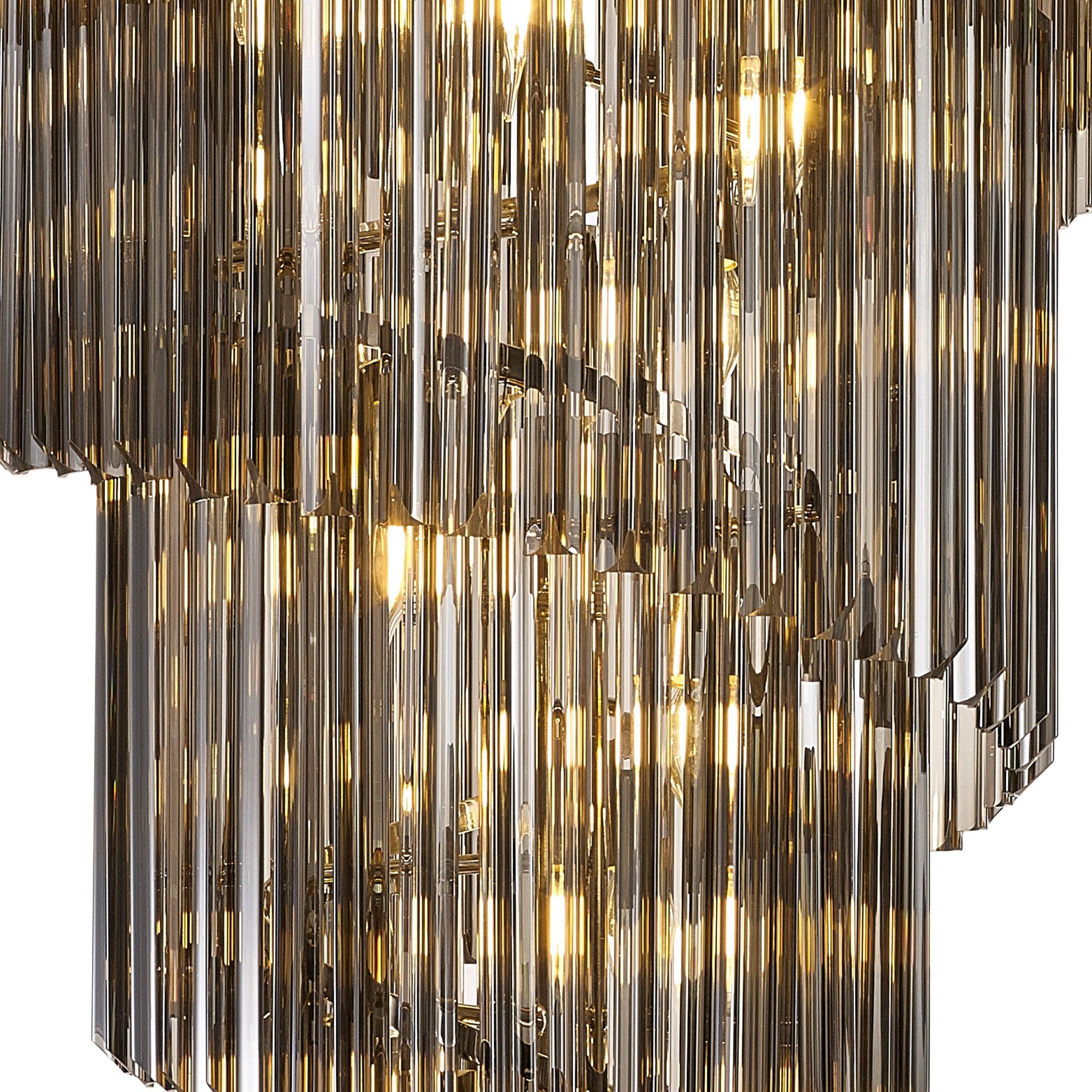 Fabula Cedar 23 Light Pendant - Polished Nickel & Smoke Sculpted Glass