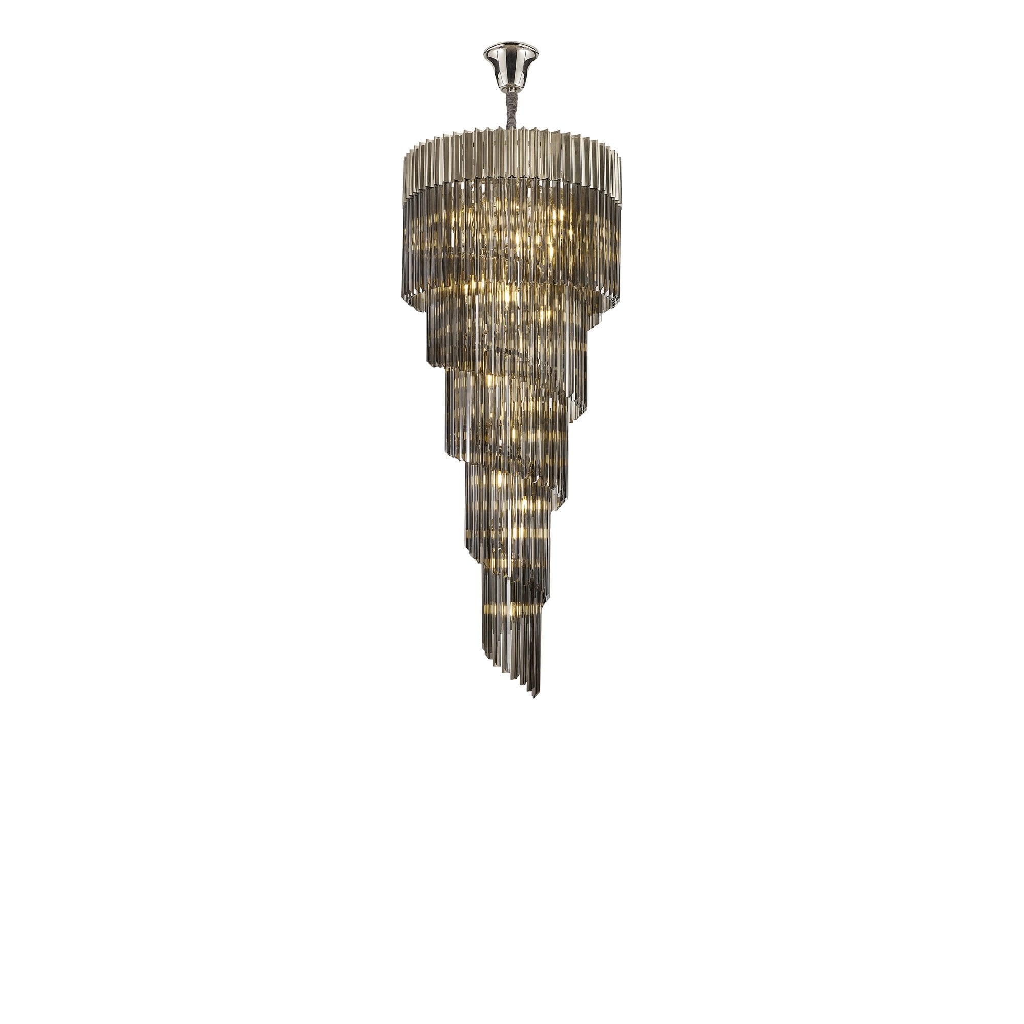 Fabula Cedar 23 Light Pendant - Polished Nickel & Smoke Sculpted Glass
