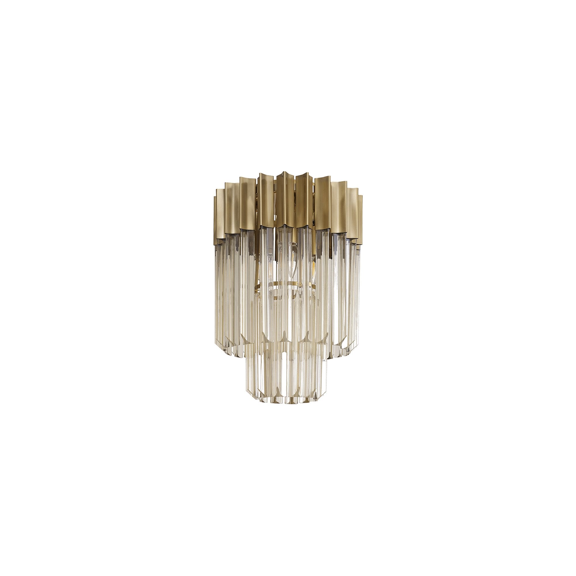 Fabula Cedar 3 Light Flush Light - Brass & Cognac Sculpted Glass