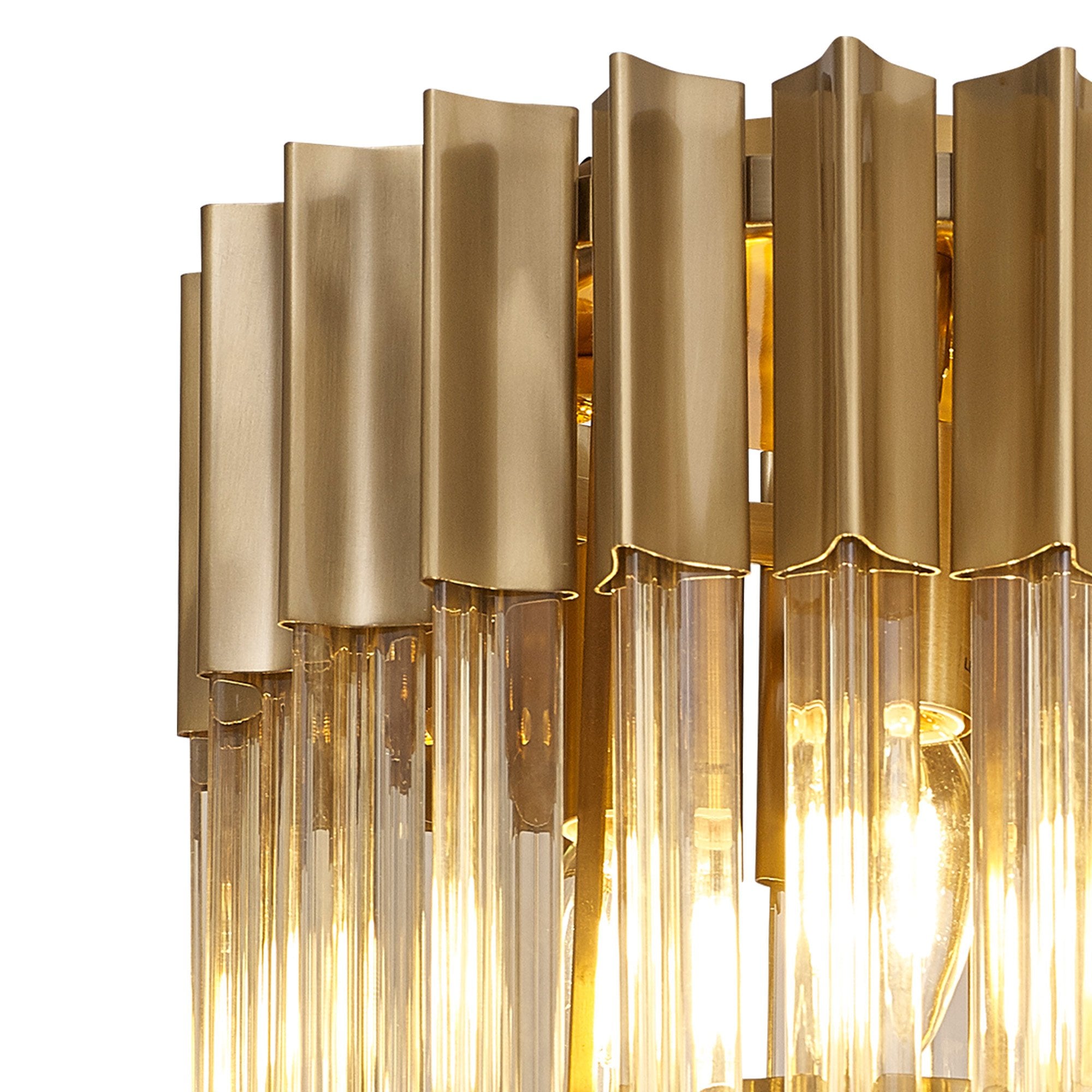 Fabula Cedar 3 Light Flush Light - Brass & Cognac Sculpted Glass