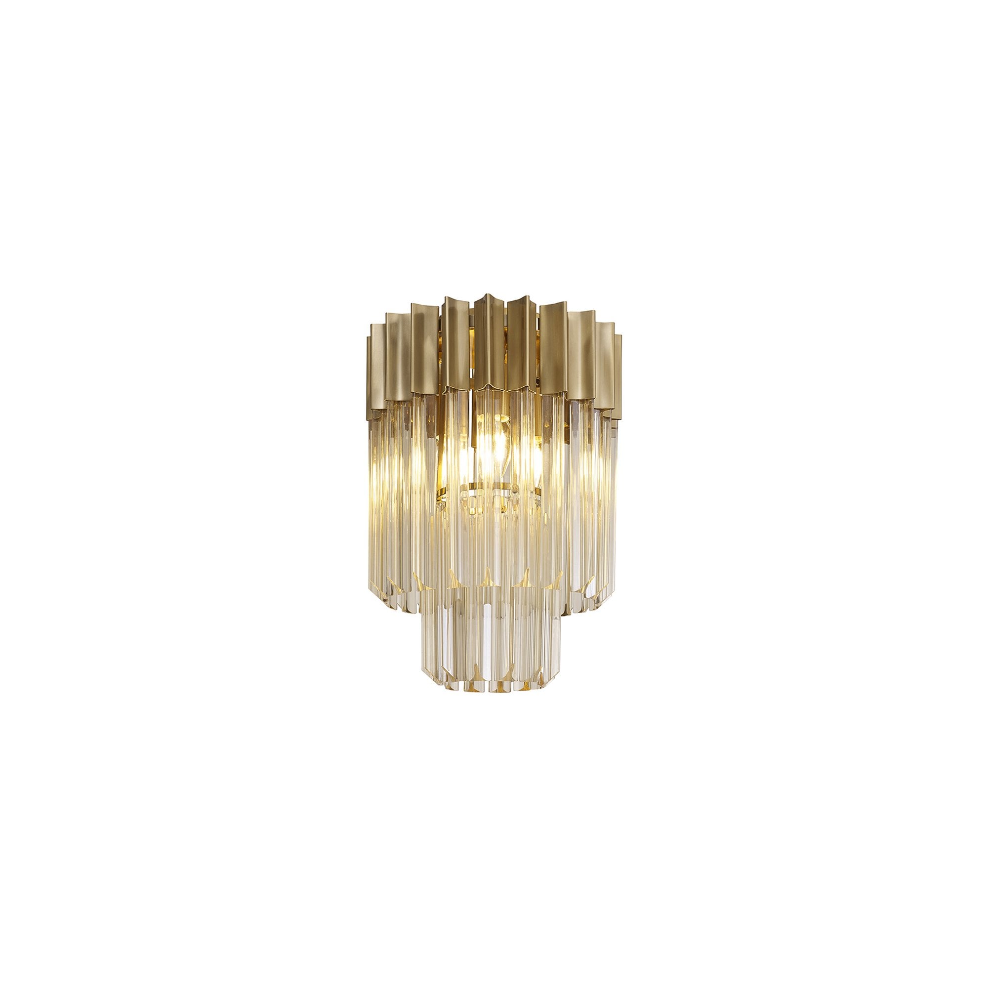 Fabula Cedar 3 Light Flush Light - Brass & Cognac Sculpted Glass