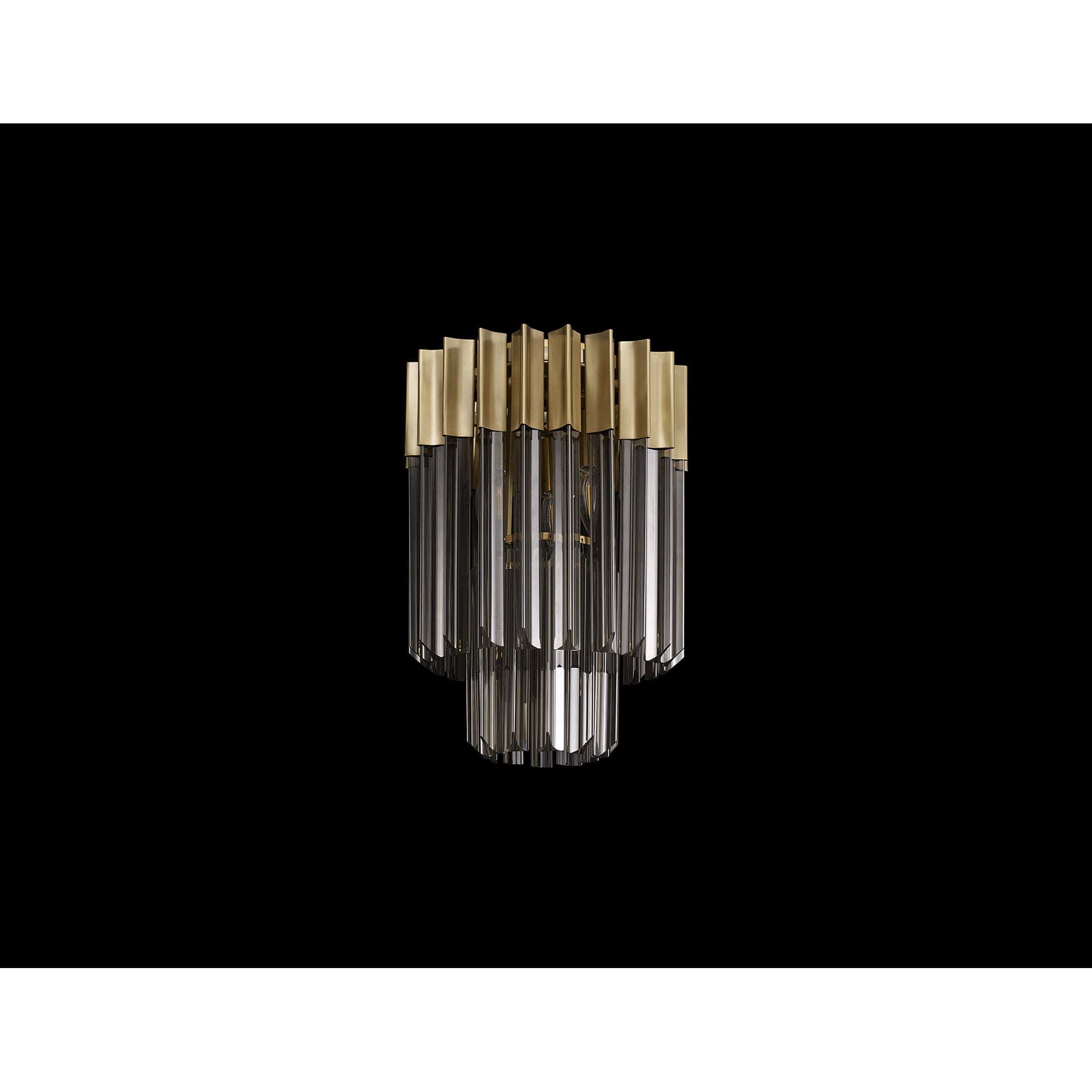 Fabula Cedar 3 Light Flush Light - Brass & Smoke Sculpted Glass