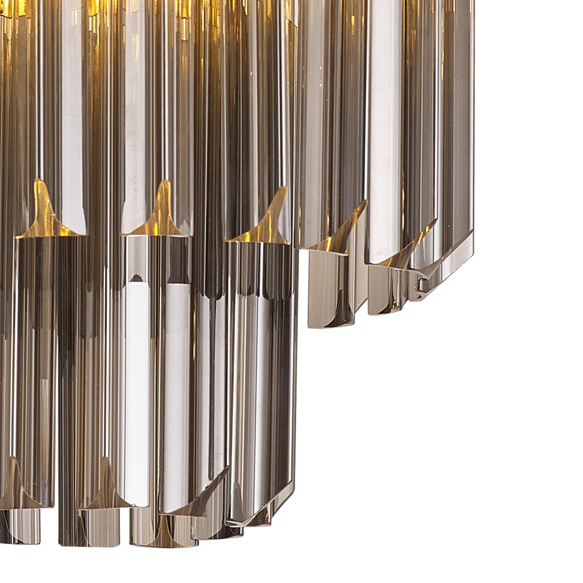 Fabula Cedar 3 Light Flush Light - Brass & Smoke Sculpted Glass