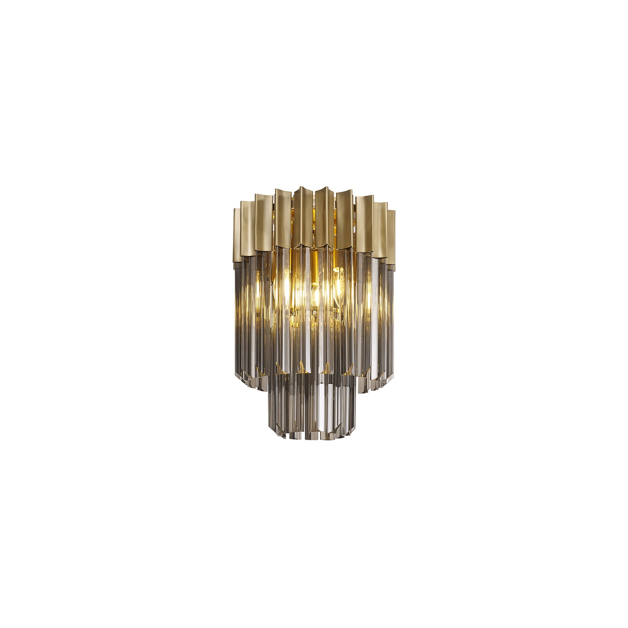 Fabula Cedar 3 Light Flush Light - Brass & Smoke Sculpted Glass