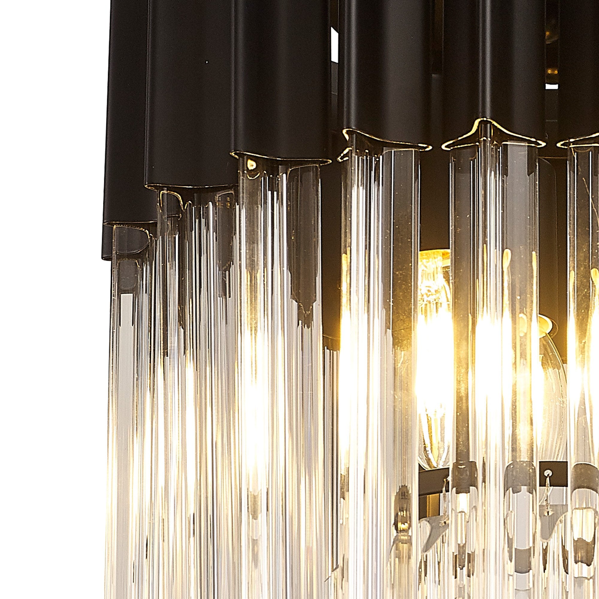 Fabula Cedar 3 Light Flush Light - Matt Black & Clear Sculpted Glass