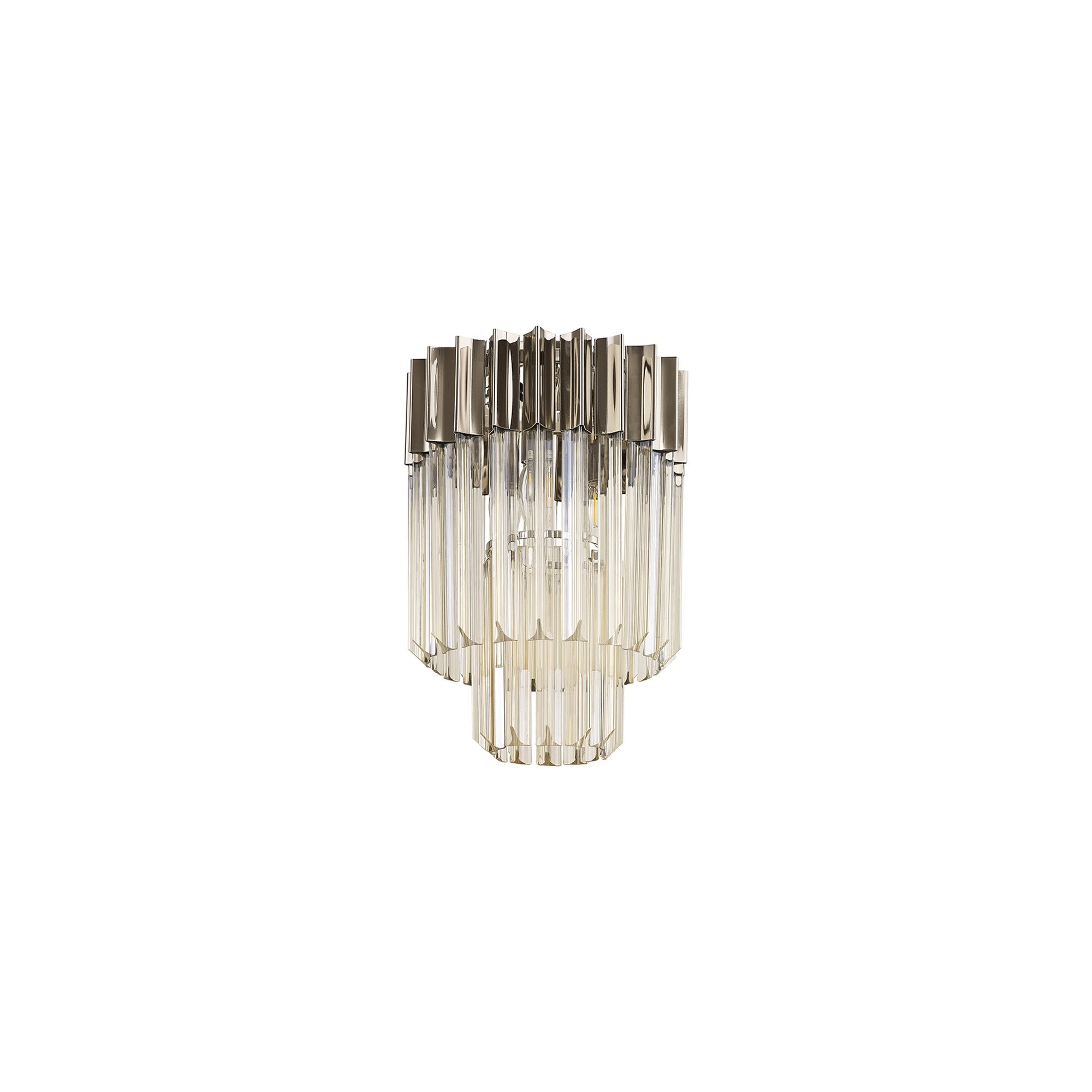 Fabula Cedar 3 Light Flush Light - Polished Nickel & Cognac Sculpted Glass
