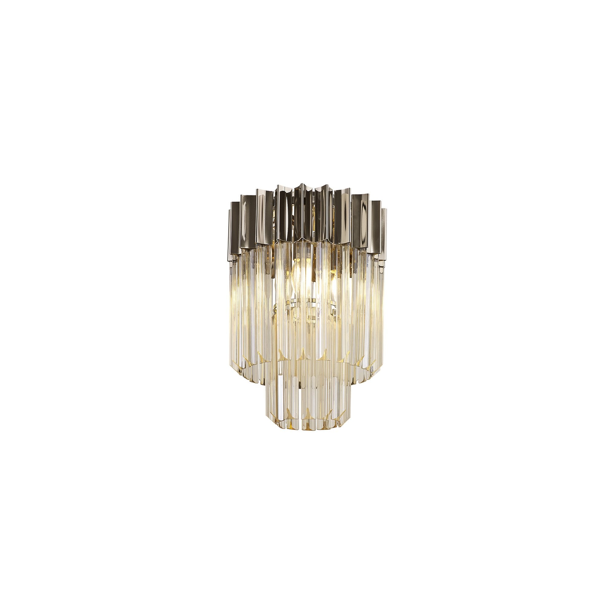 Fabula Cedar 3 Light Flush Light - Polished Nickel & Cognac Sculpted Glass