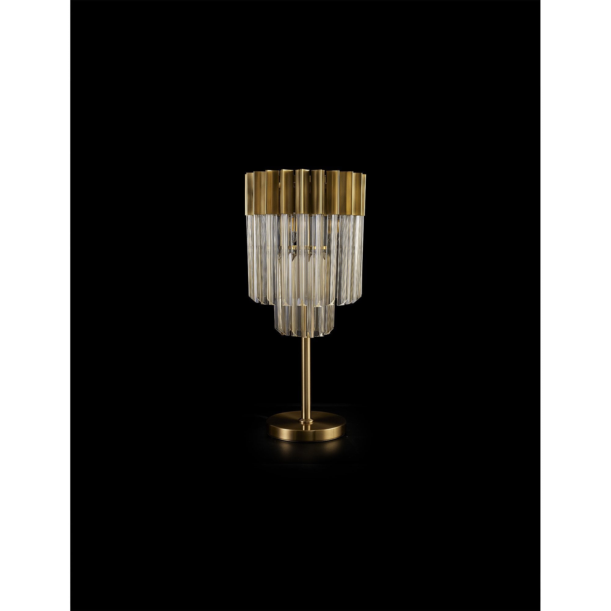 Fabula Cedar 3 Light Table Lamp - Brass & Cognac Sculpted Glass
