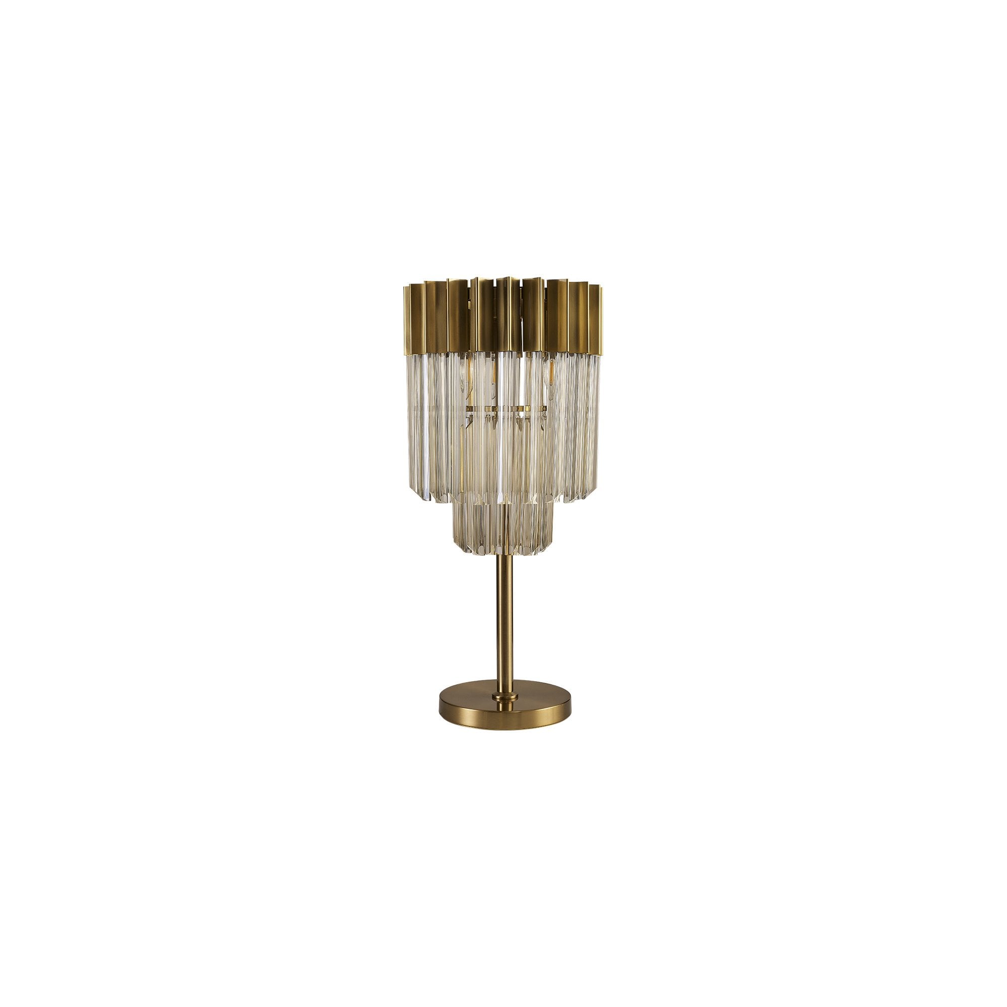 Fabula Cedar 3 Light Table Lamp - Brass & Cognac Sculpted Glass