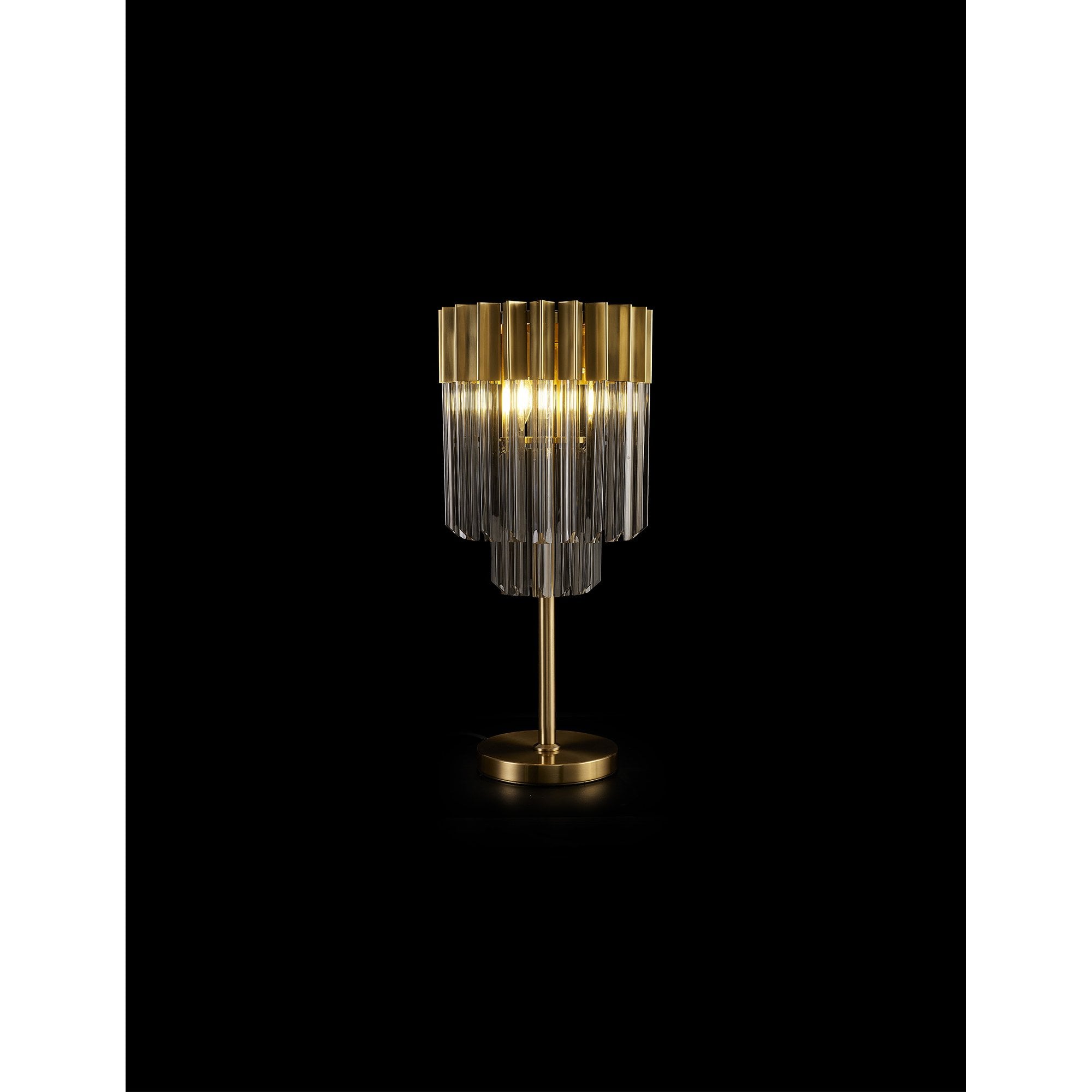 Fabula Cedar 3 Light Table Lamp - Brass & Smoke Sculpted Glass