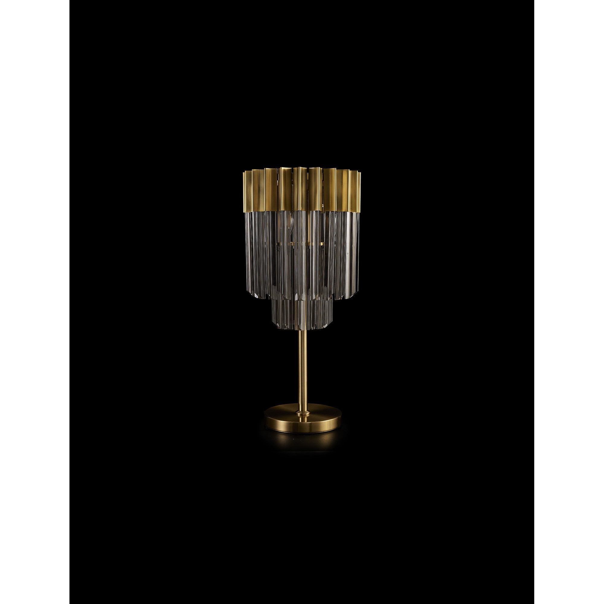 Fabula Cedar 3 Light Table Lamp - Brass & Smoke Sculpted Glass