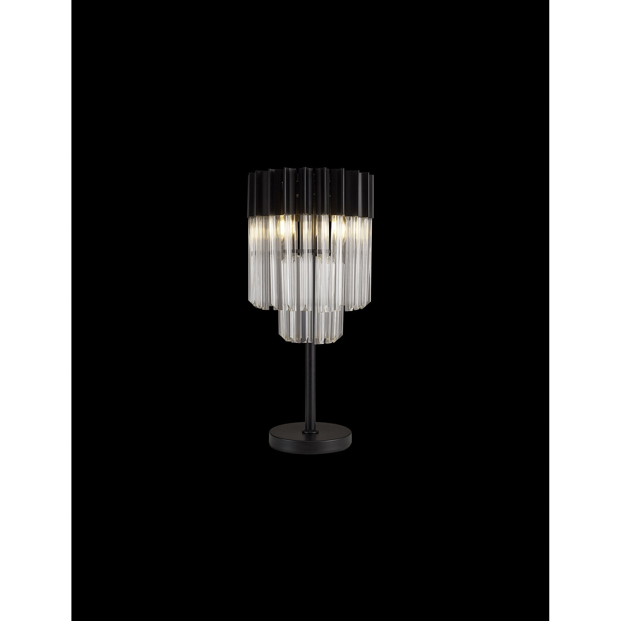 Fabula Cedar 3 Light Table Lamp - Matt Black & Clear Sculpted Glass