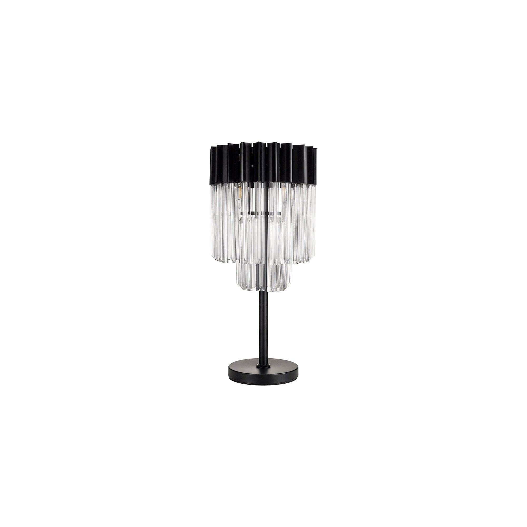Fabula Cedar 3 Light Table Lamp - Matt Black & Clear Sculpted Glass