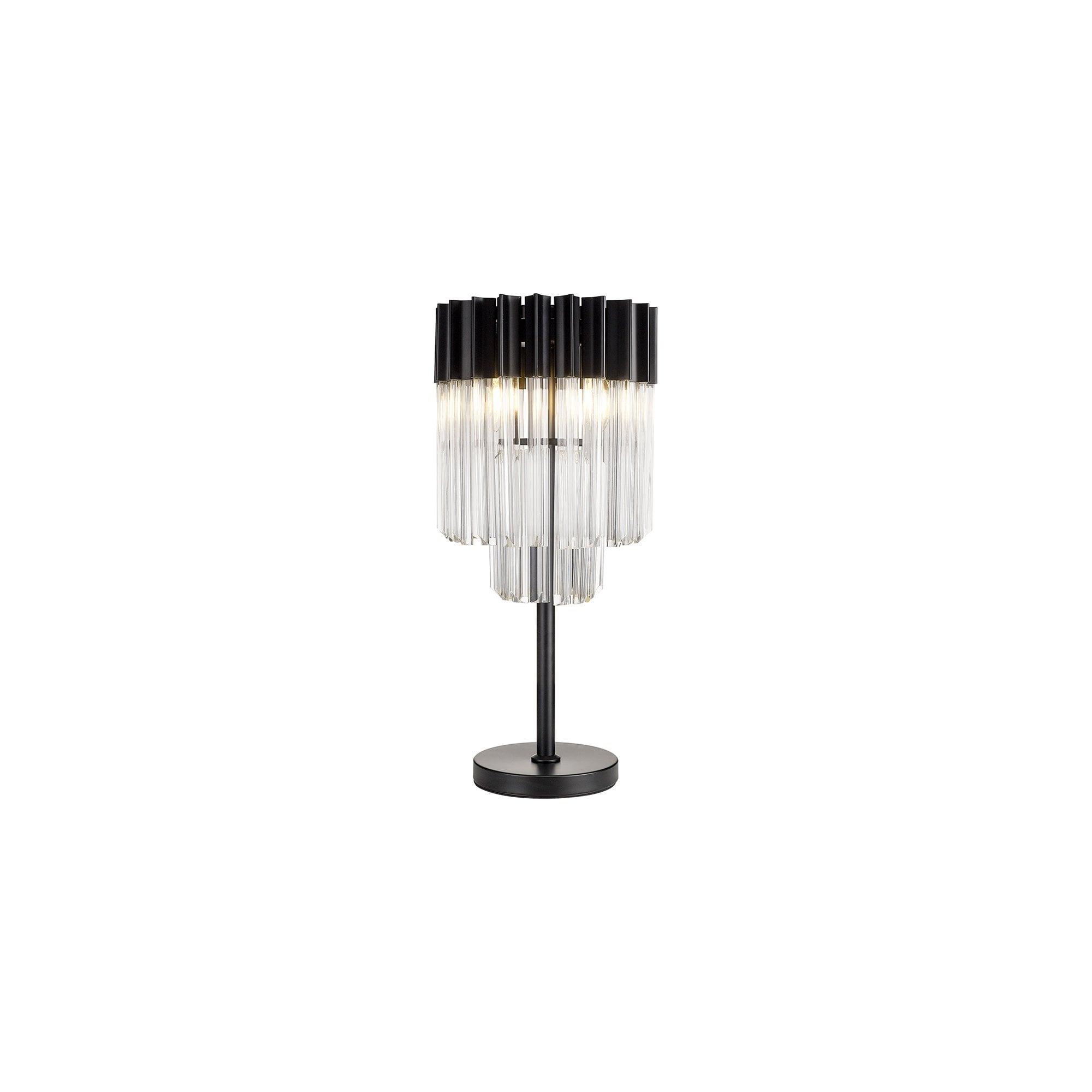 Fabula Cedar 3 Light Table Lamp - Matt Black & Clear Sculpted Glass