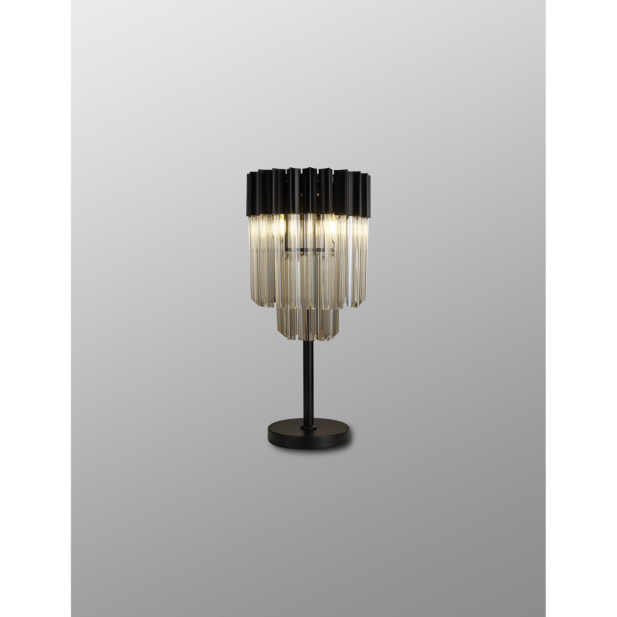 Fabula Cedar 3 Light Table Lamp - Matt Black & Cognac Sculpted Glass