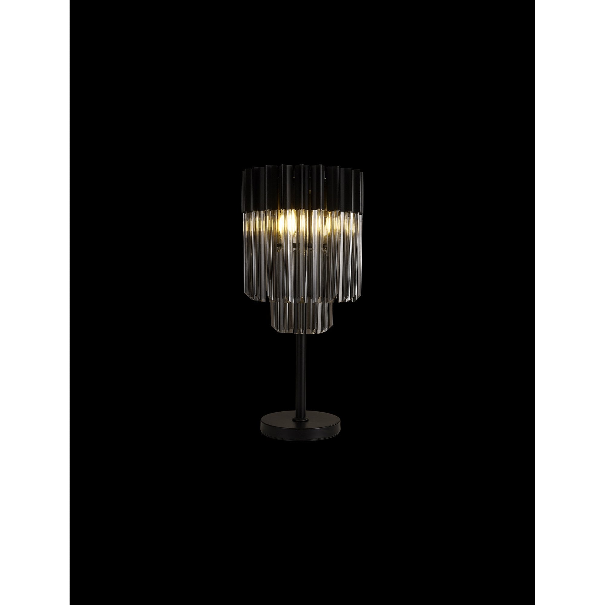 Fabula Cedar 3 Light Table Lamp - Matt Black & Smoke Sculpted Glass