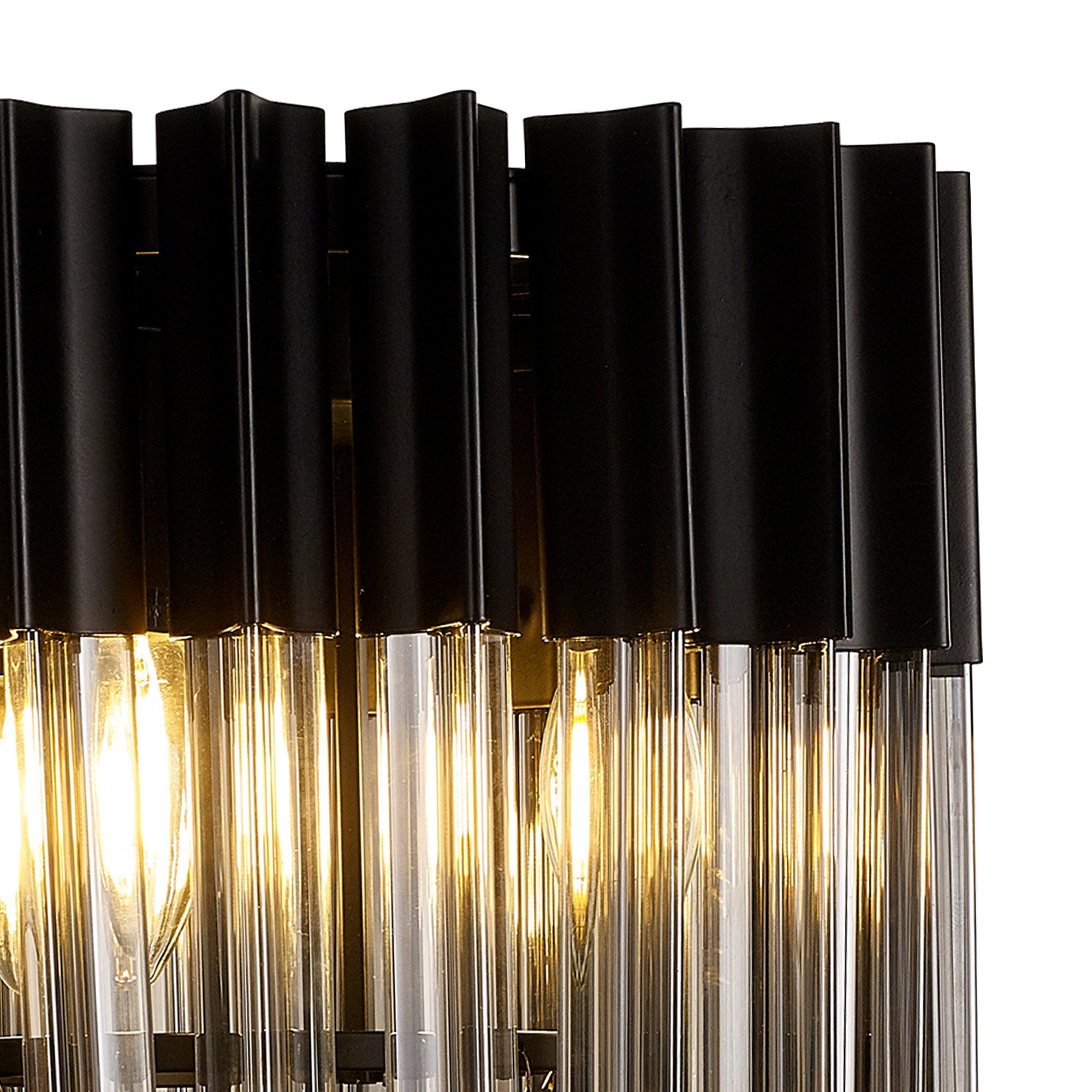 Fabula Cedar 3 Light Table Lamp - Matt Black & Smoke Sculpted Glass
