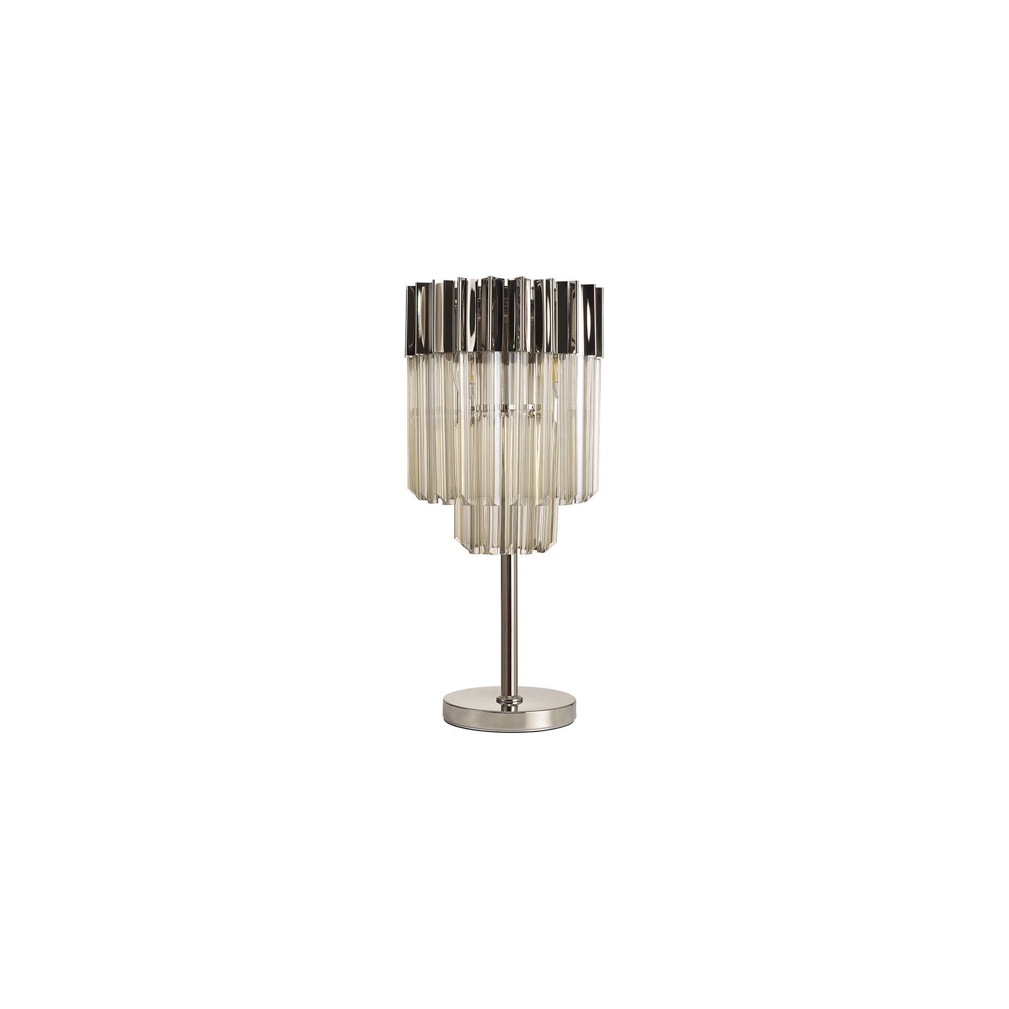Fabula Cedar 3 Light Table Lamp - Polished Nickel & Cognac Sculpted Glass