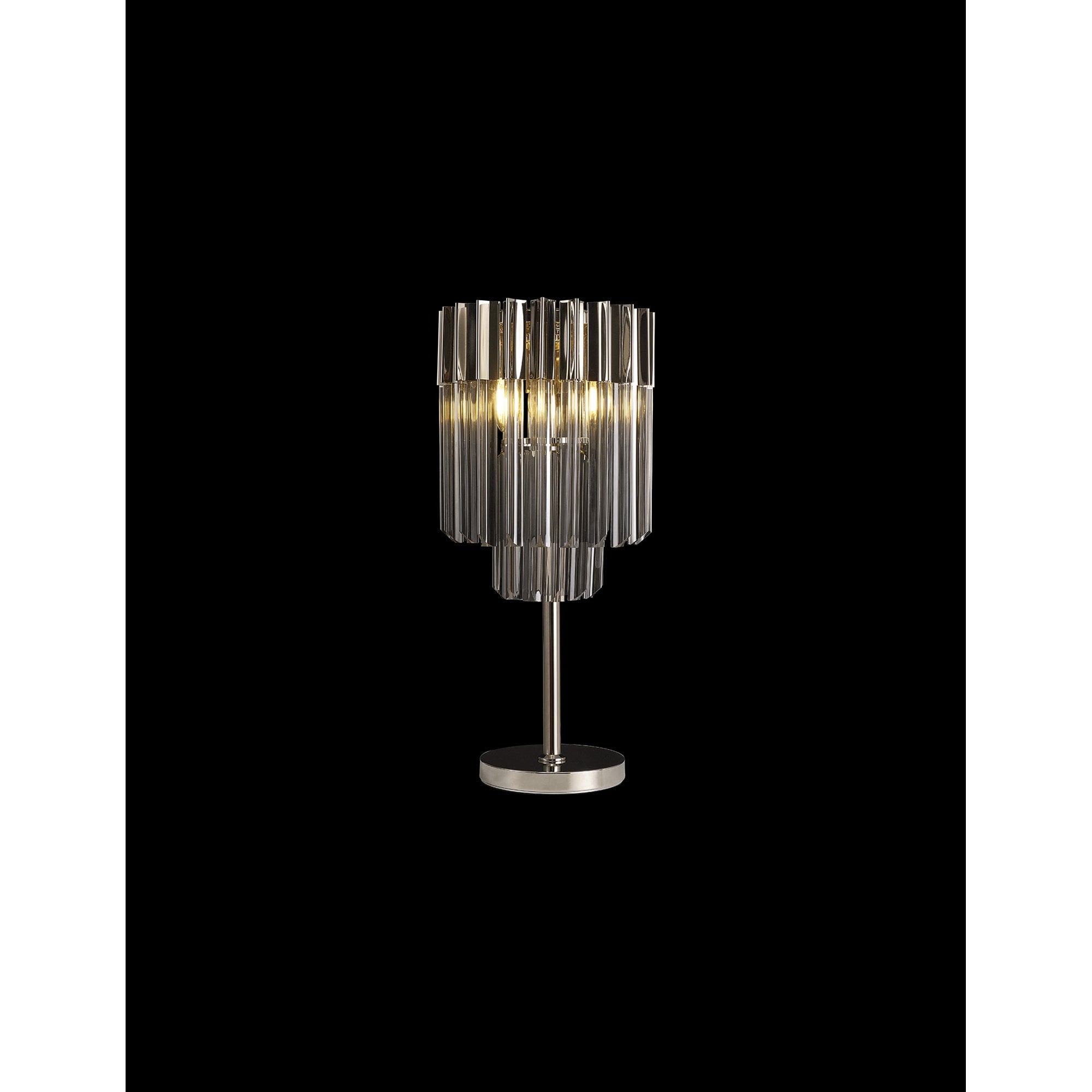 Fabula Cedar 3 Light Table Lamp - Polished Nickel & Smoke Sculpted Glass