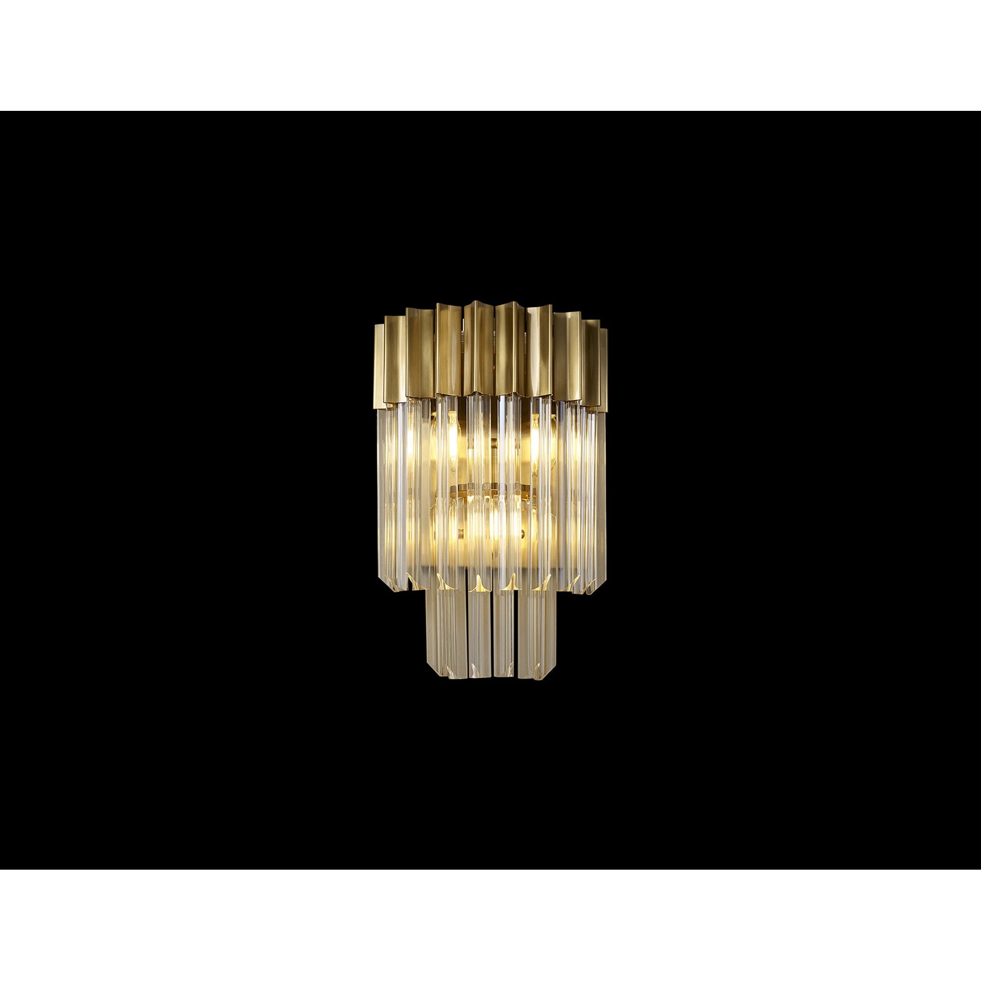 Fabula Cedar 3 Light Wall Light - Brass & Cognac Sculpted Glass