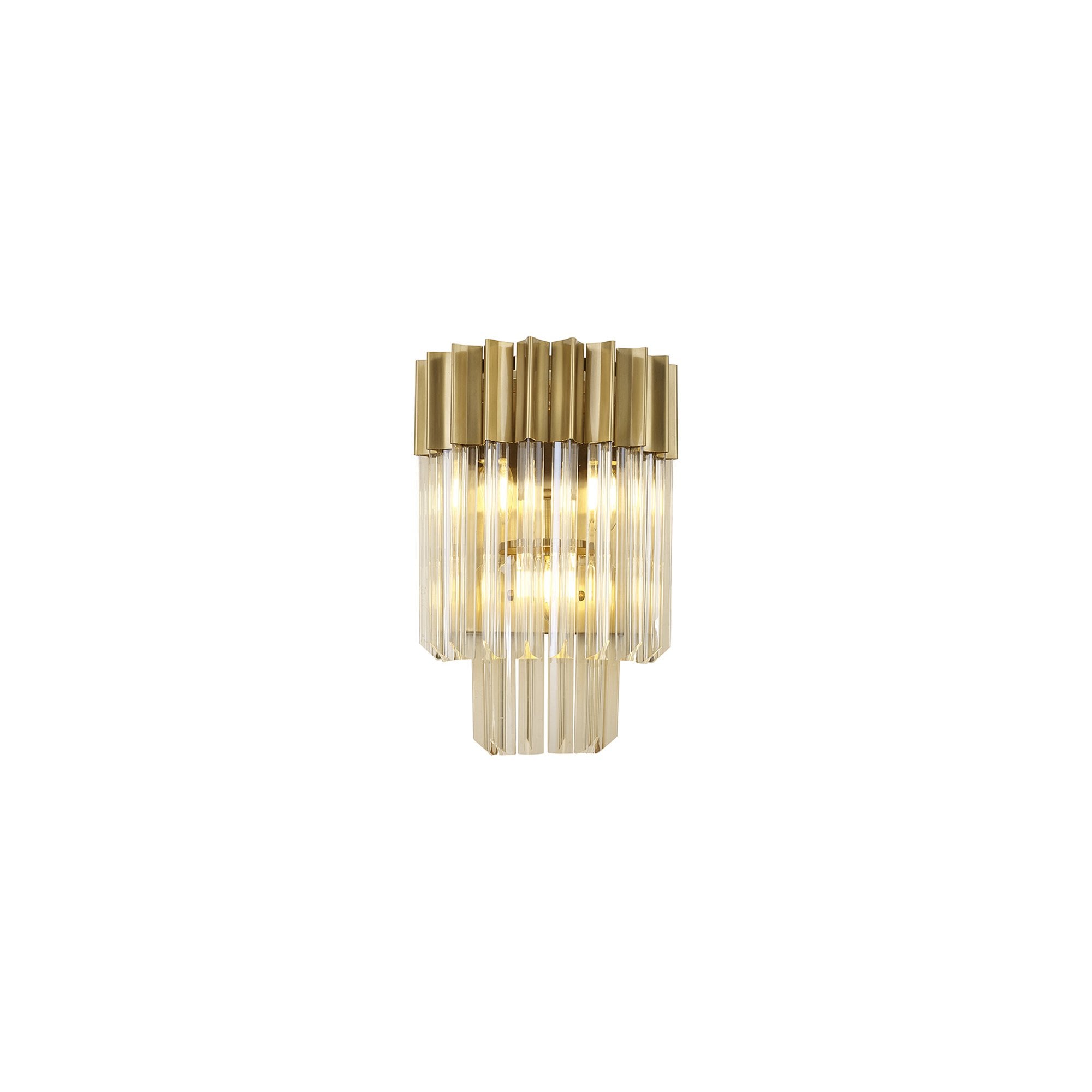 Fabula Cedar 3 Light Wall Light - Brass & Cognac Sculpted Glass