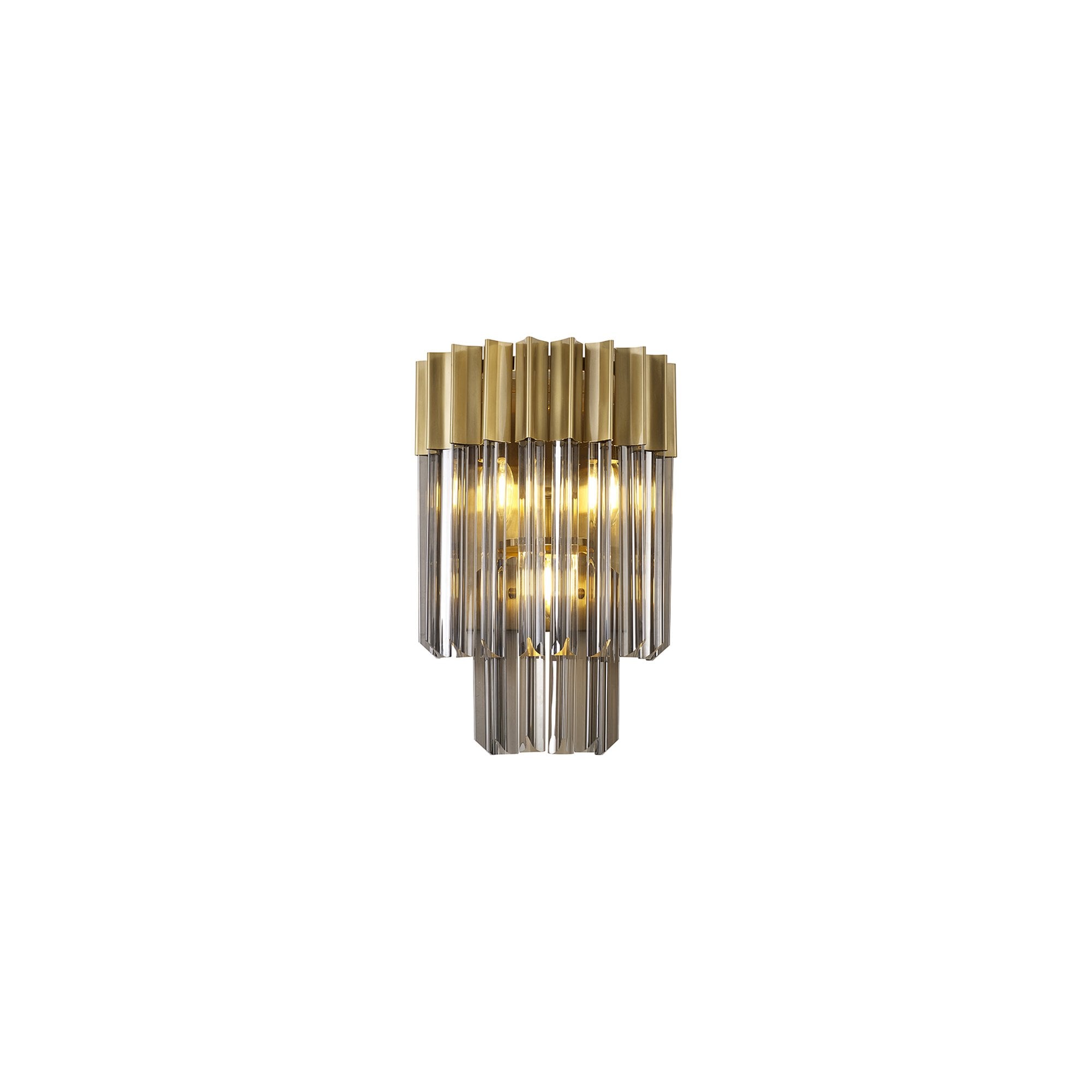 Fabula Cedar 3 Light Wall Light - Brass & Smoke Sculpted Glass