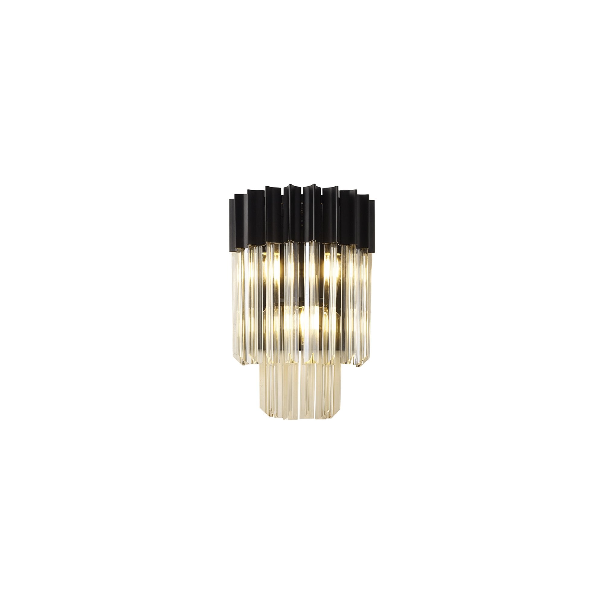 Fabula Cedar 3 Light Wall Light - Matt Black & Cognac Sculpted Glass