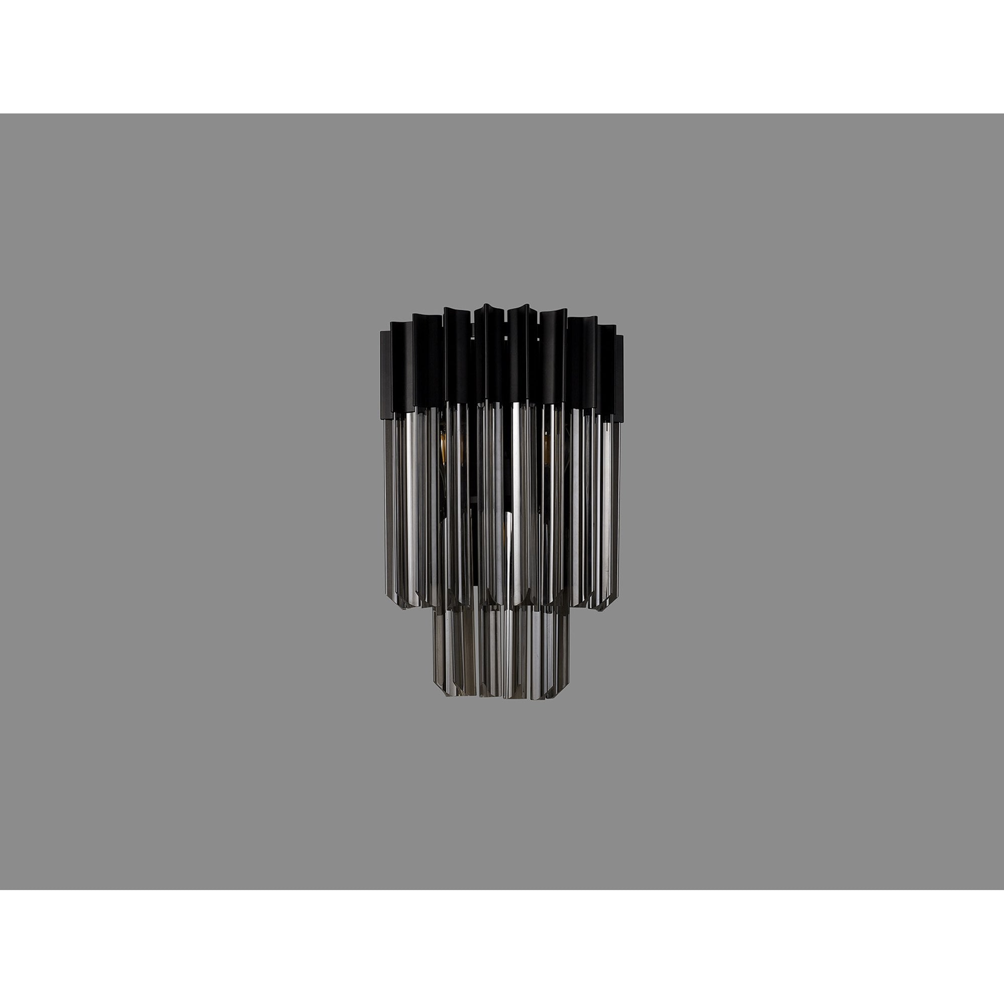 Fabula Cedar 3 Light Wall Light - Matt Black & Smoke Sculpted Glass