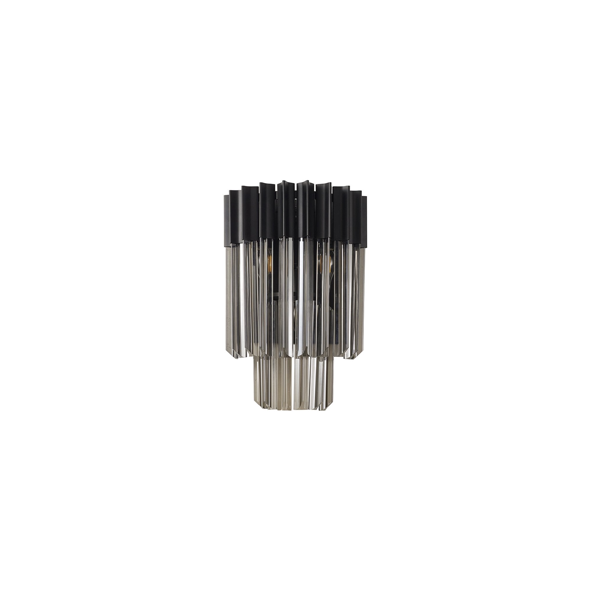 Fabula Cedar 3 Light Wall Light - Matt Black & Smoke Sculpted Glass