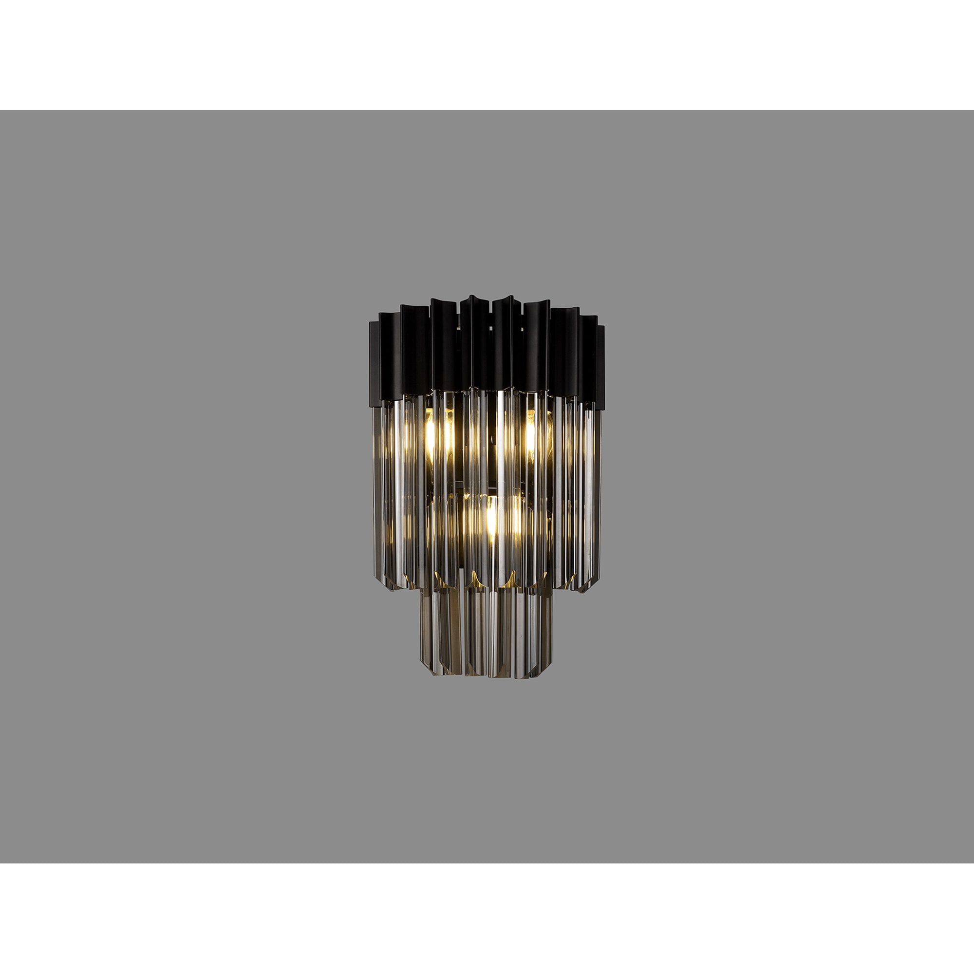 Fabula Cedar 3 Light Wall Light - Matt Black & Smoke Sculpted Glass