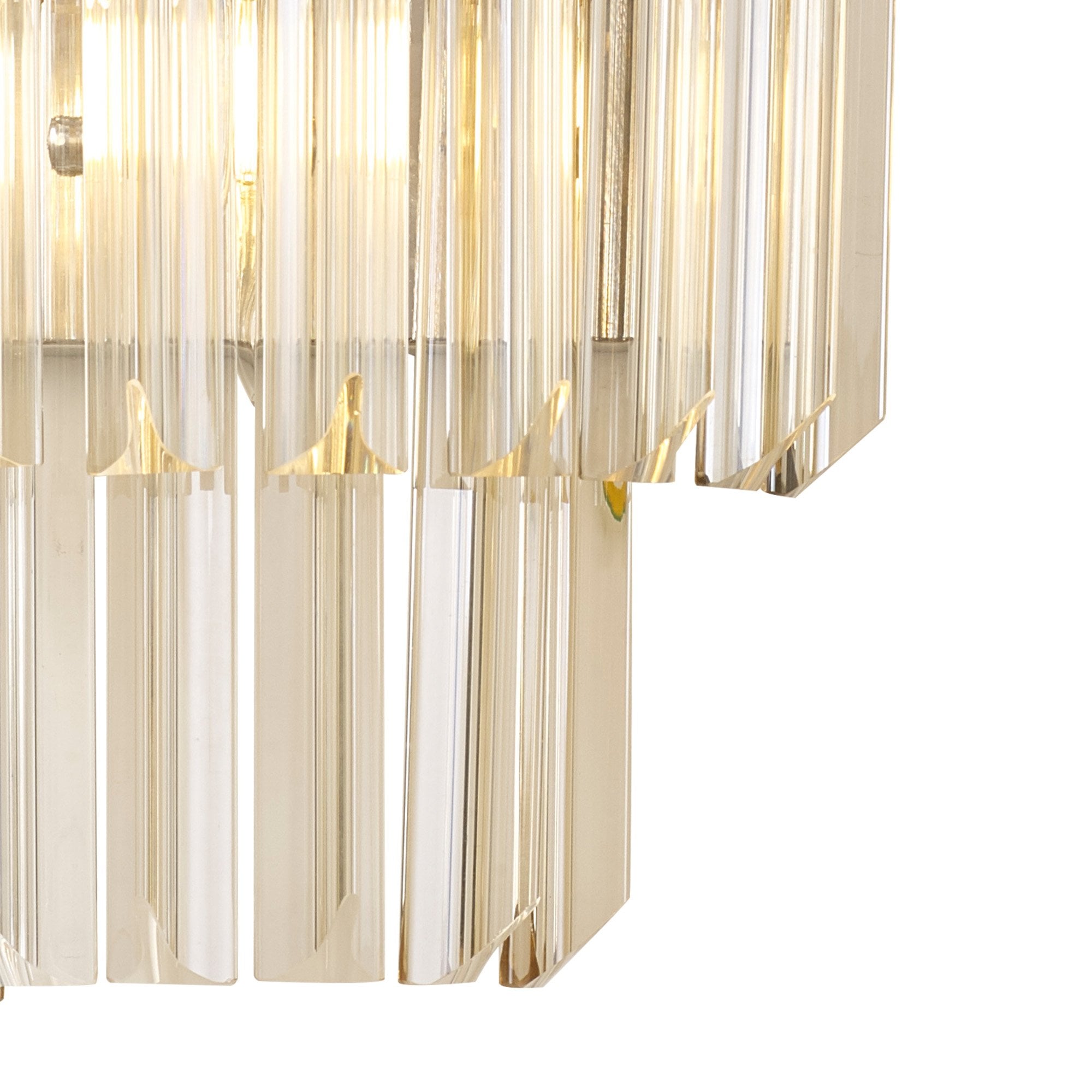 Fabula Cedar 3 Light Wall Light - Polished Nickel & Cognac Sculpted Glass