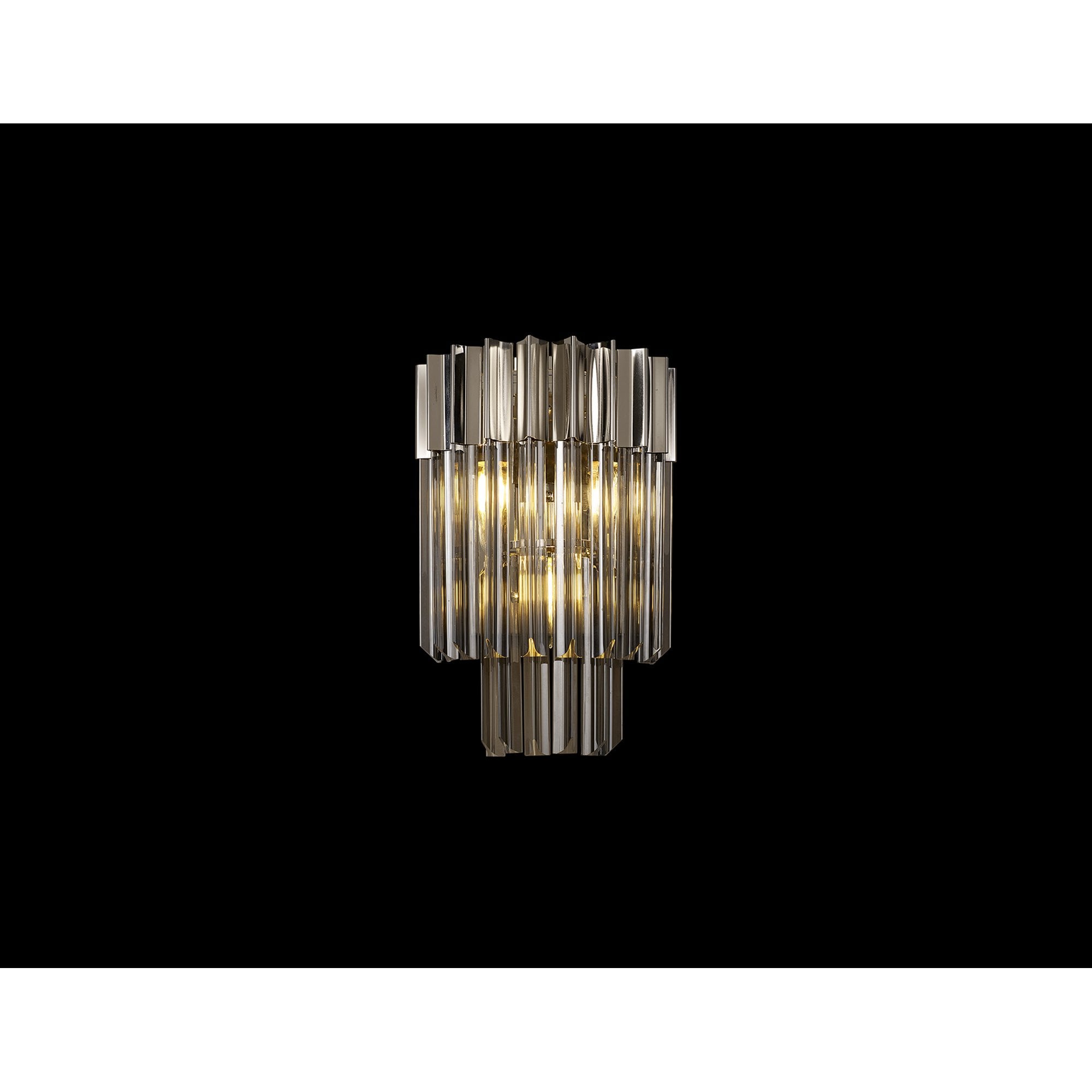 Fabula Cedar 3 Light Wall Light - Polished Nickel & Smoke Sculpted Glass