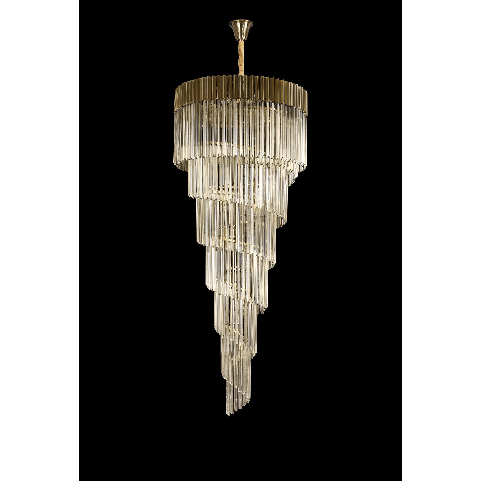 Fabula Cedar 31 Light Pendant - Brass & Cognac Sculpted Glass