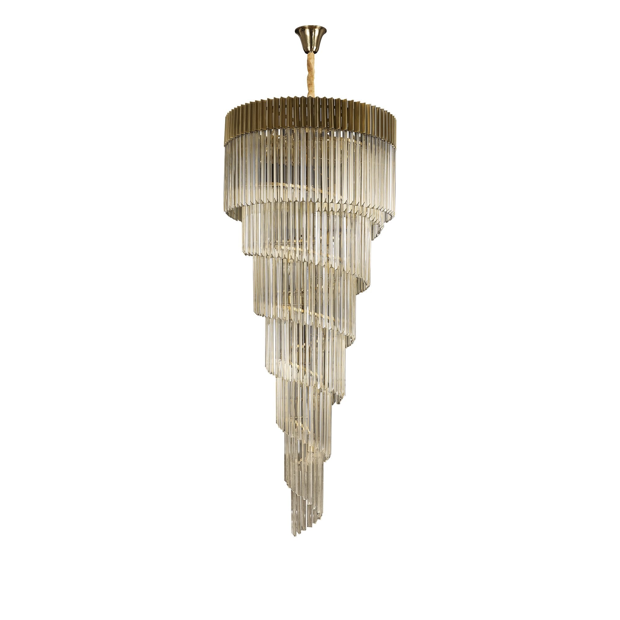 Fabula Cedar 31 Light Pendant - Brass & Cognac Sculpted Glass