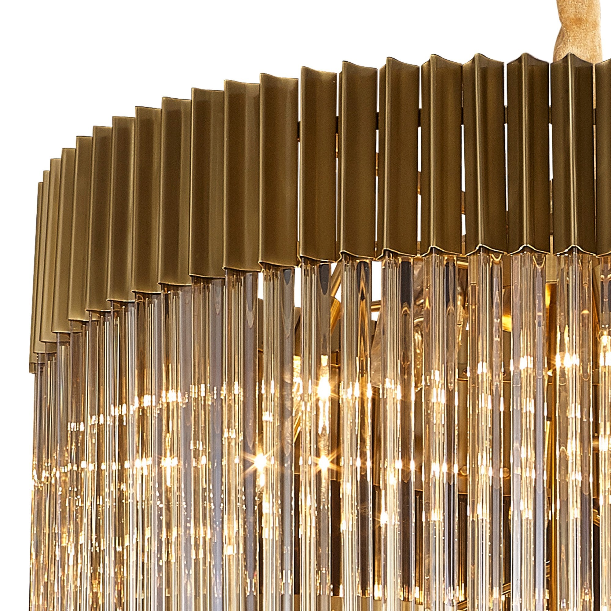 Fabula Cedar 31 Light Pendant - Brass & Cognac Sculpted Glass