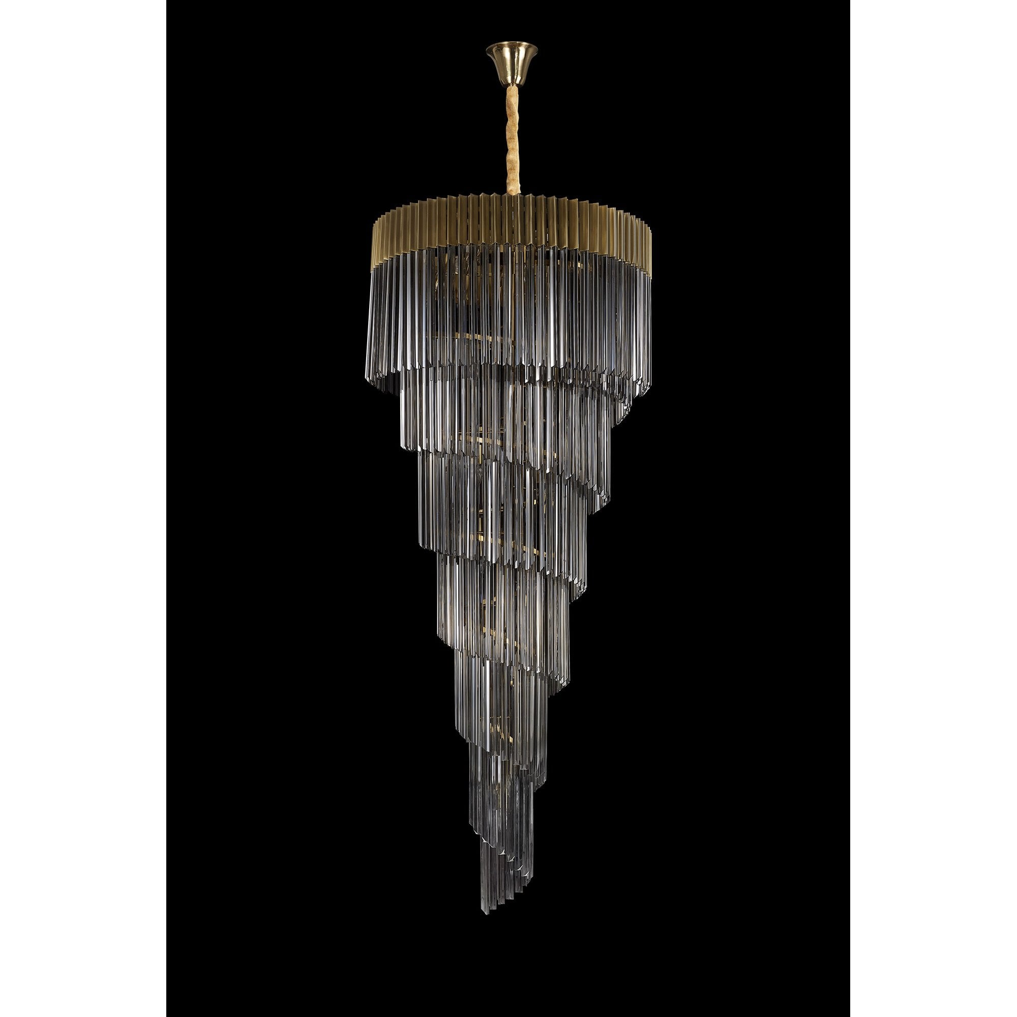 Fabula Cedar 31 Light Pendant - Brass & Smoke Sculpted Glass