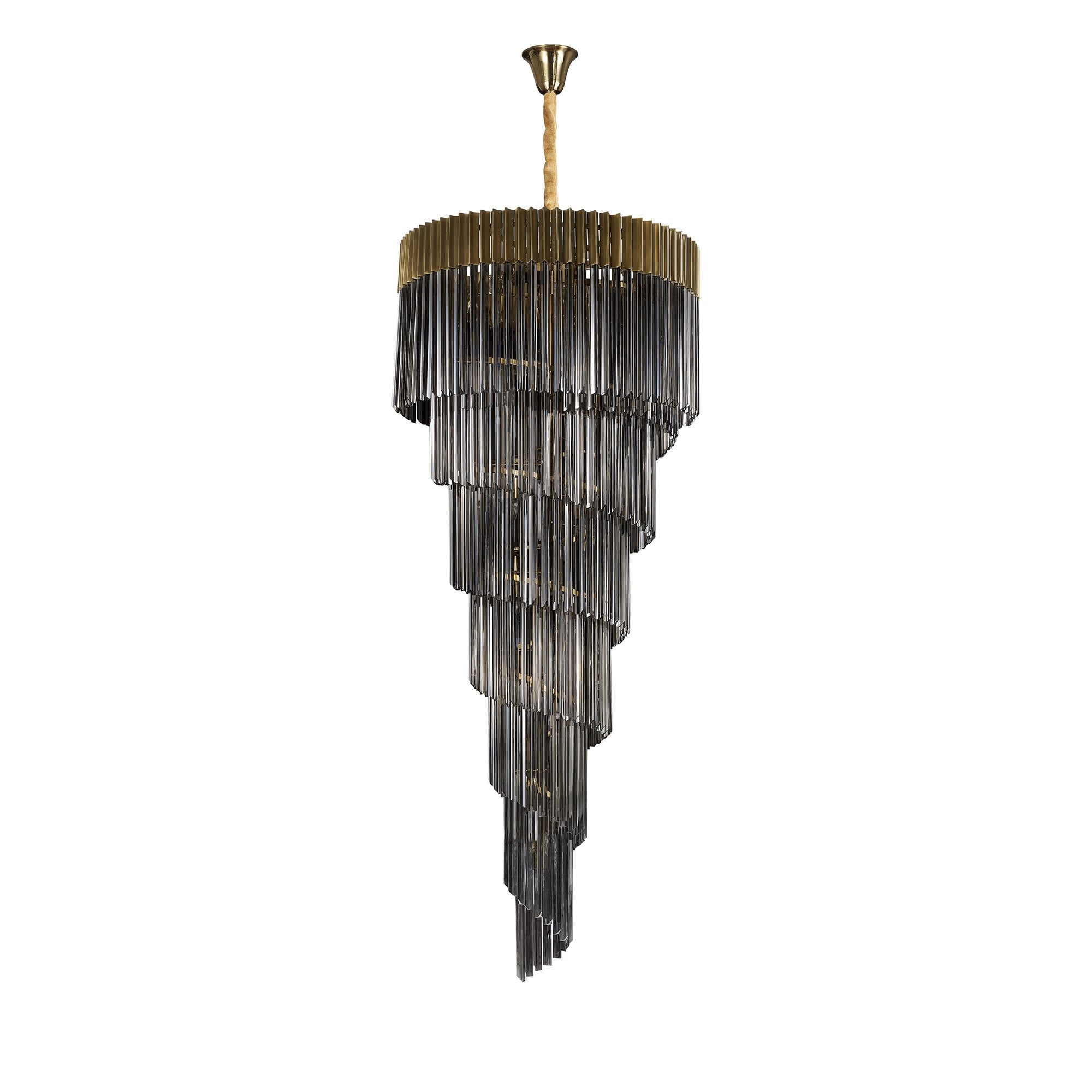 Fabula Cedar 31 Light Pendant - Brass & Smoke Sculpted Glass