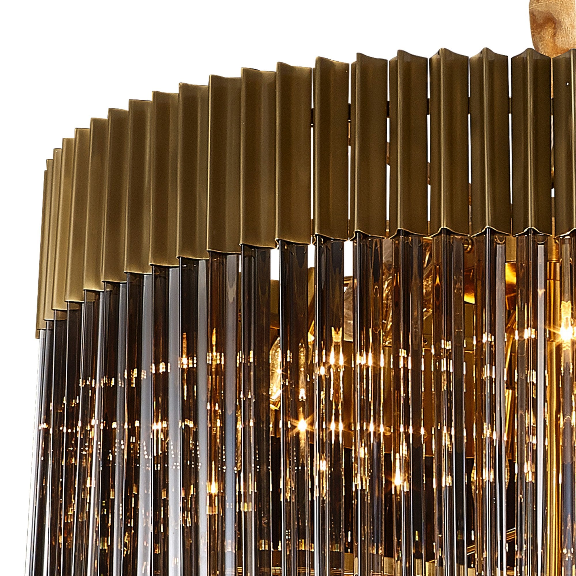 Fabula Cedar 31 Light Pendant - Brass & Smoke Sculpted Glass