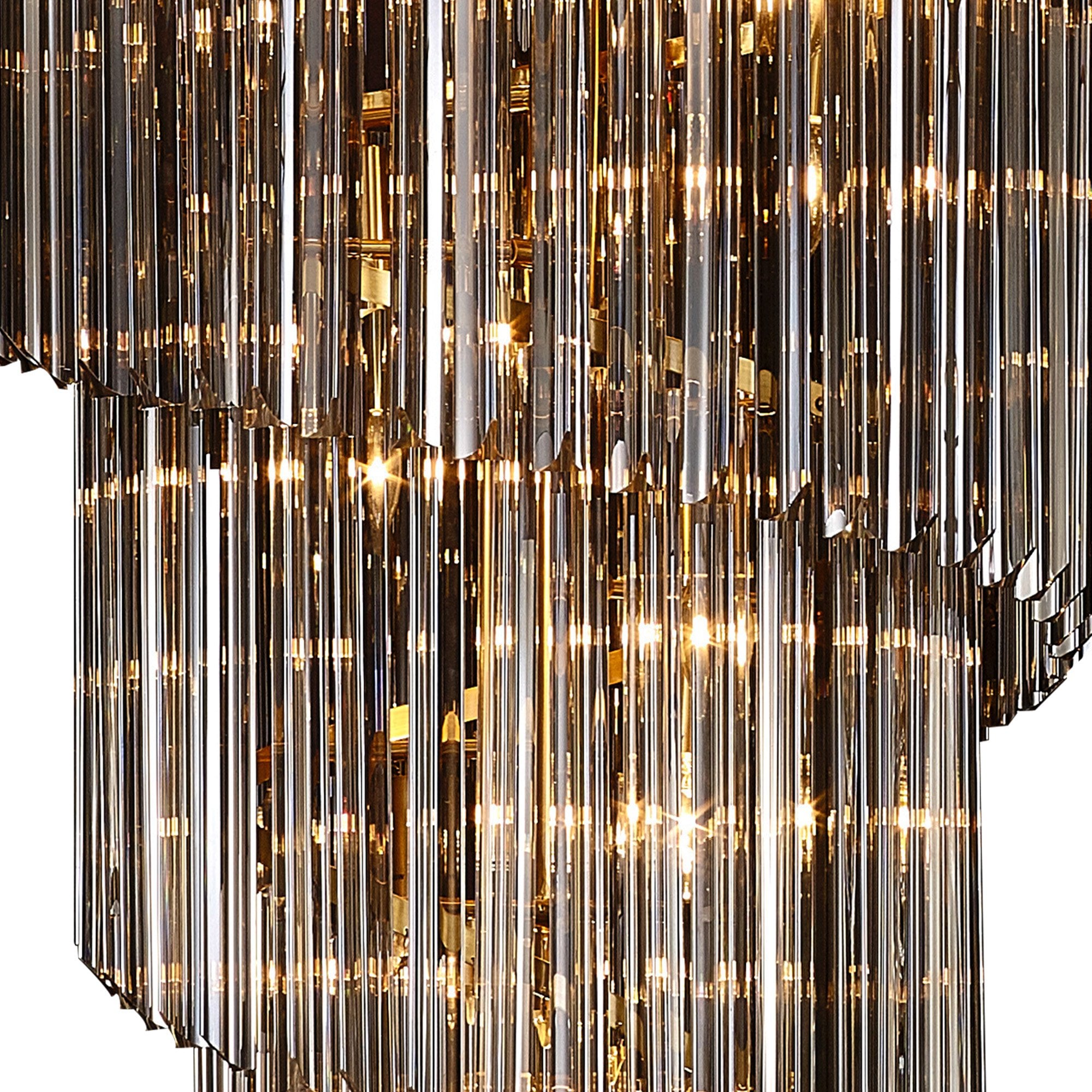 Fabula Cedar 31 Light Pendant - Brass & Smoke Sculpted Glass