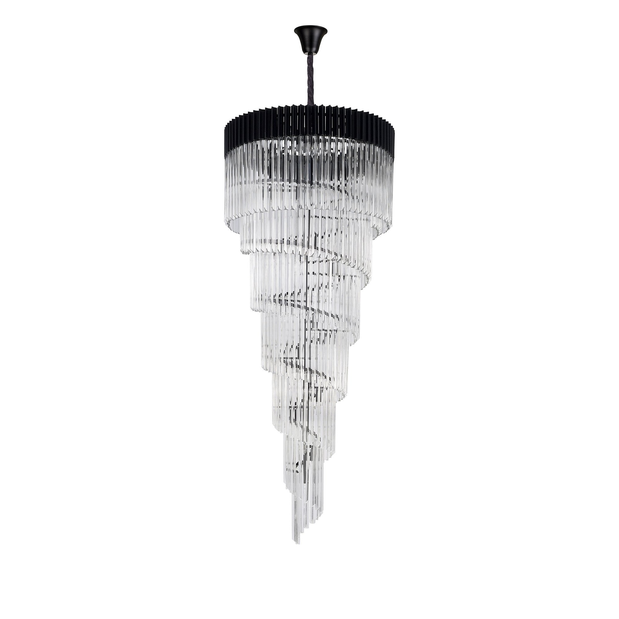 Fabula Cedar 31 Light Pendant - Matt Black & Clear Sculpted Glass
