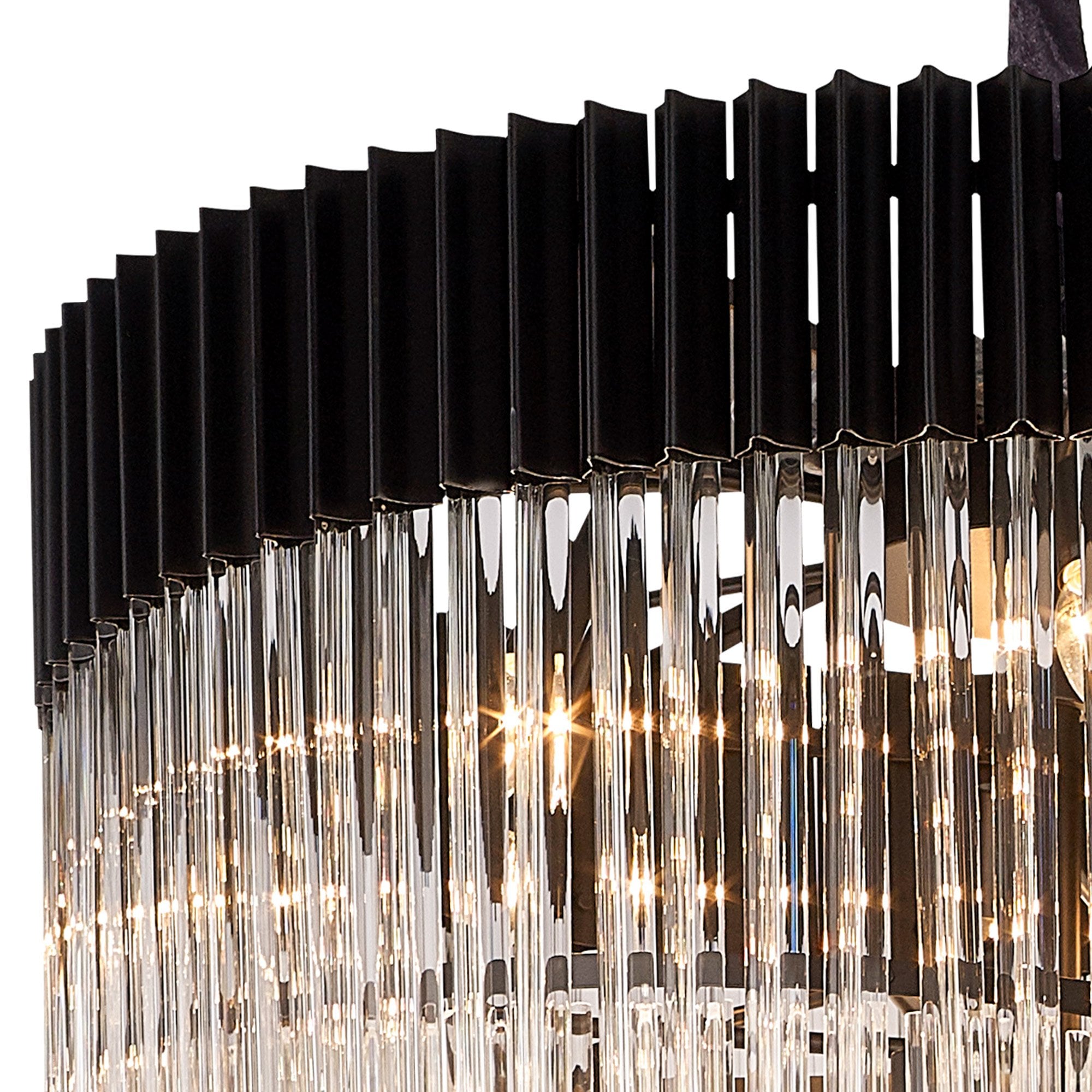 Fabula Cedar 31 Light Pendant - Matt Black & Clear Sculpted Glass