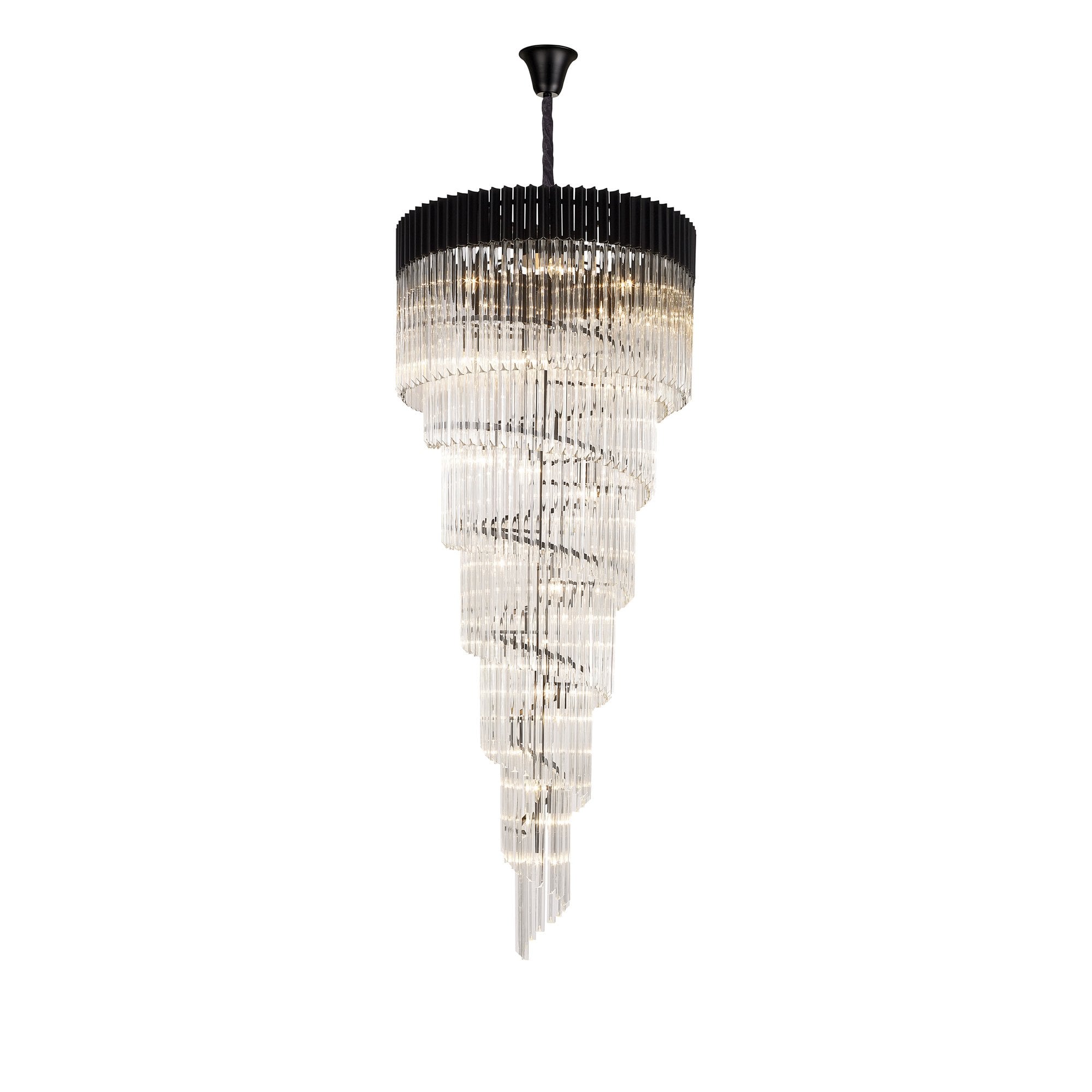 Fabula Cedar 31 Light Pendant - Matt Black & Clear Sculpted Glass