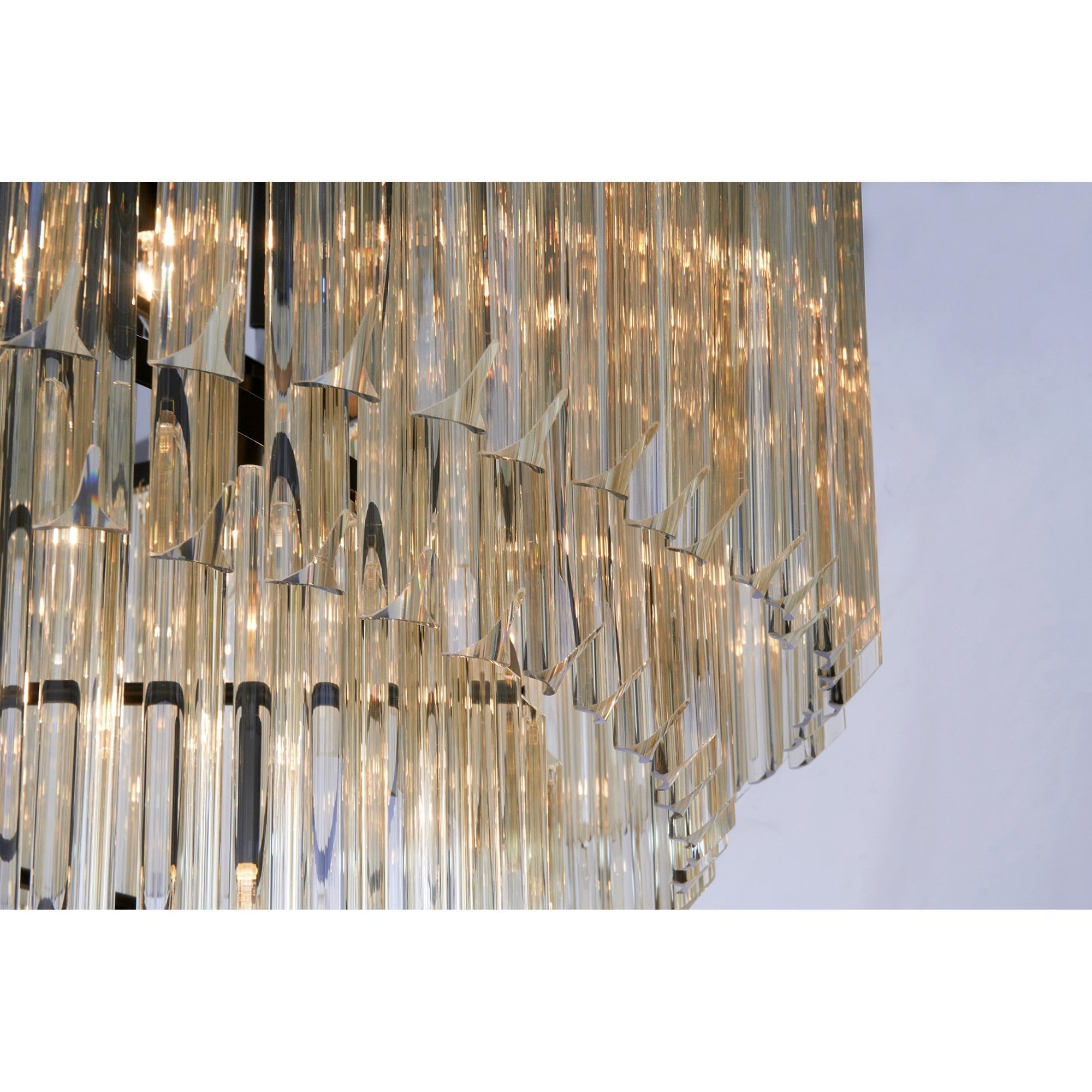 Fabula Cedar 31 Light Pendant - Matt Black & Cognac Sculpted Glass