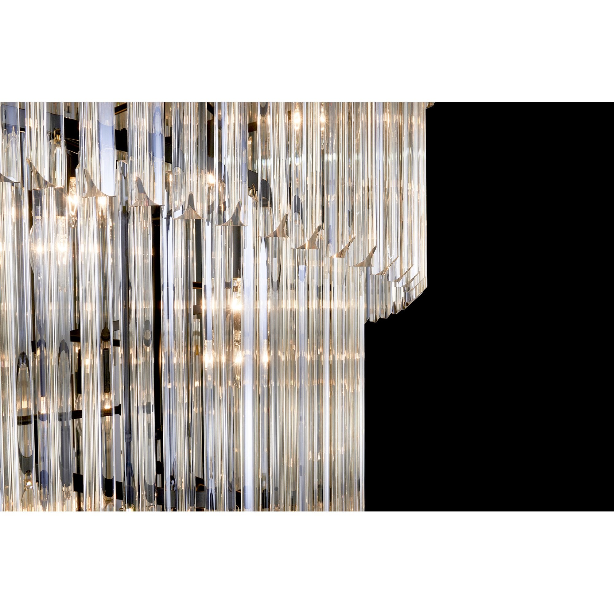 Fabula Cedar 31 Light Pendant - Matt Black & Cognac Sculpted Glass