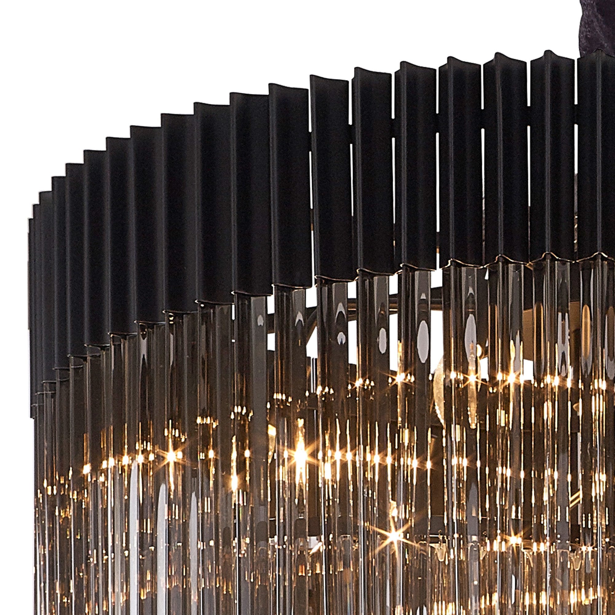 Fabula Cedar 31 Light Pendant - Matt Black & Smoke Sculpted Glass
