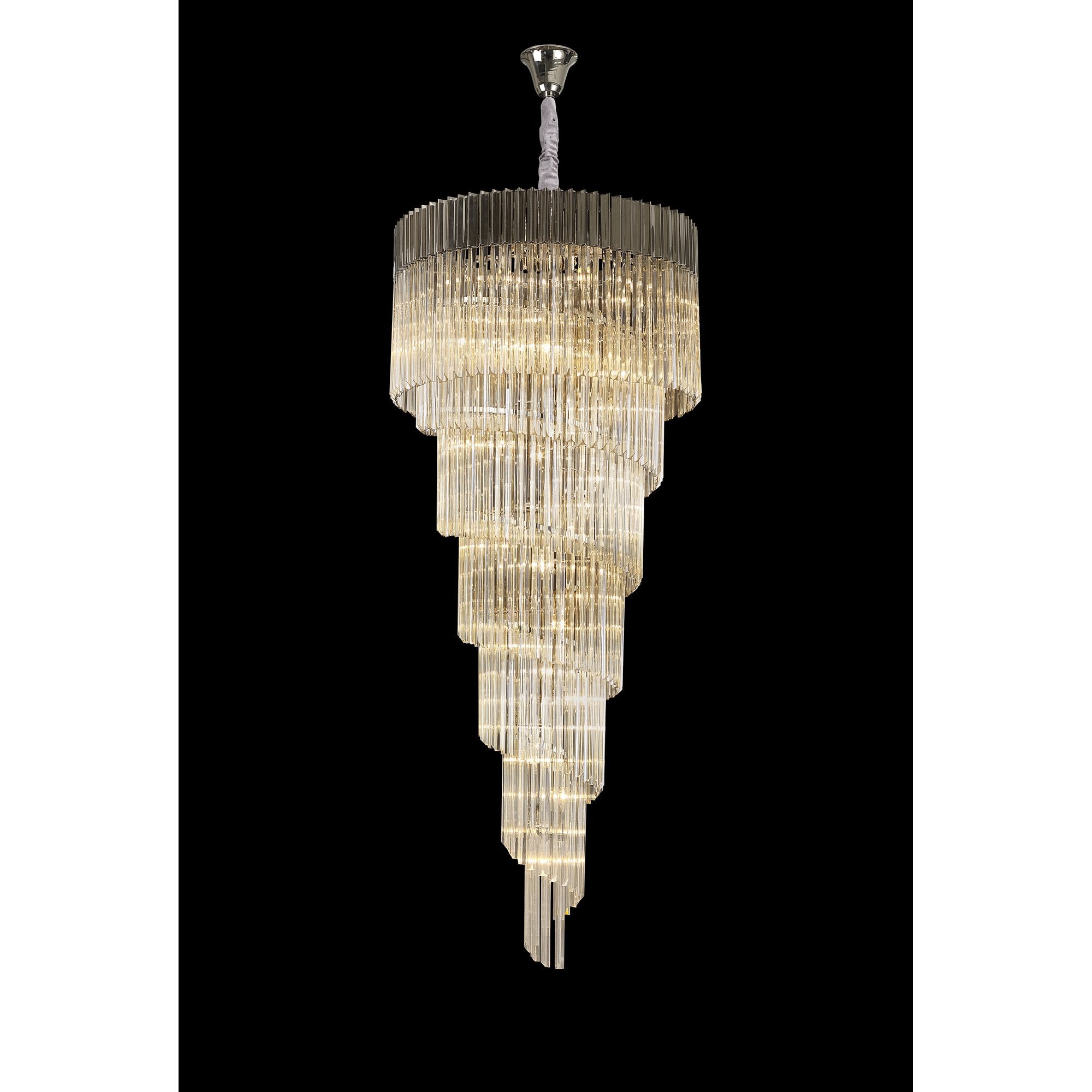 Fabula Cedar 31 Light Pendant - Polished Nickel & Cognac Sculpted Glass