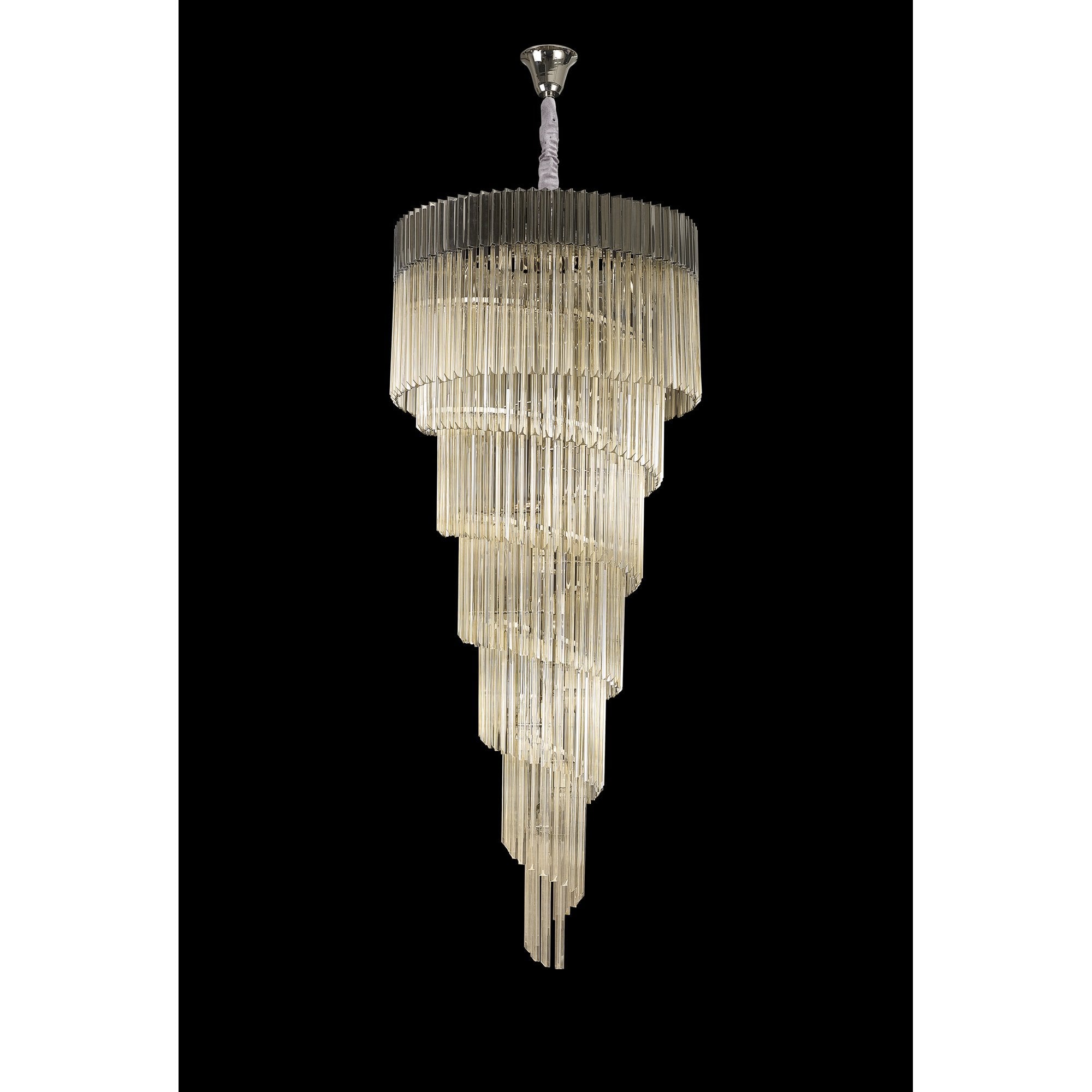 Fabula Cedar 31 Light Pendant - Polished Nickel & Cognac Sculpted Glass