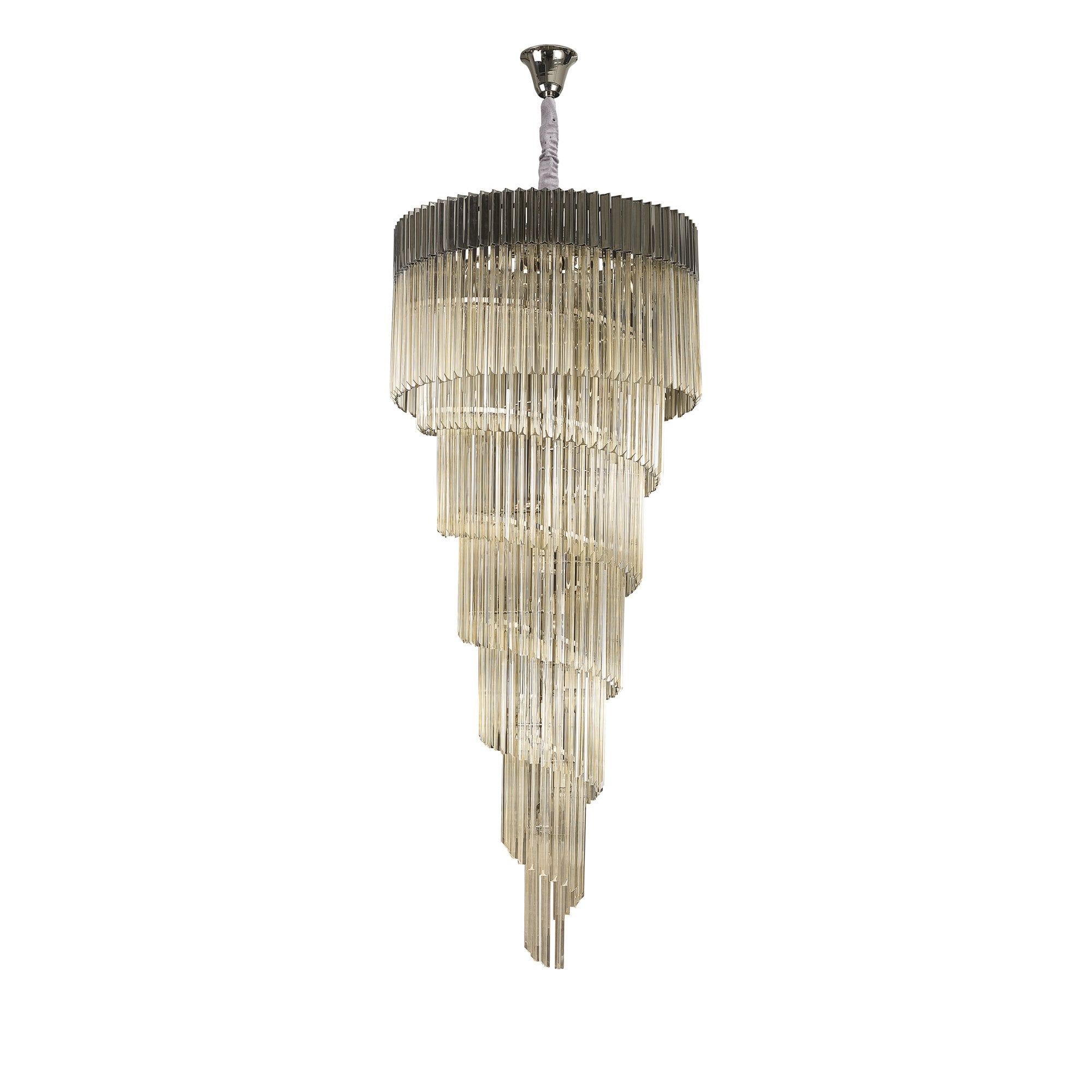 Fabula Cedar 31 Light Pendant - Polished Nickel & Cognac Sculpted Glass